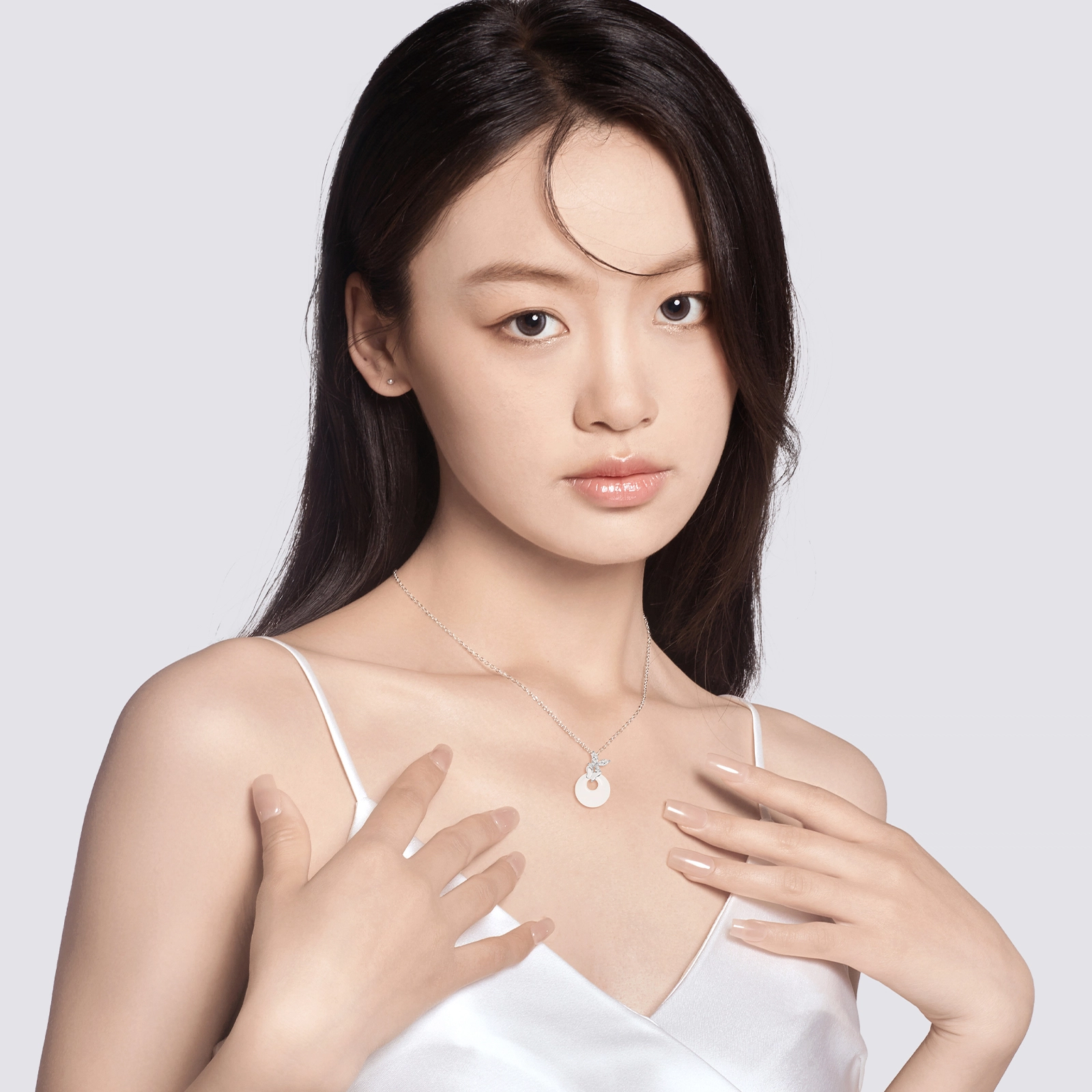 老银坊 蝴蝶平安扣 轻奢新中式温柔锁骨链 国风高级感颈链#好运 琉璃 项链 女款