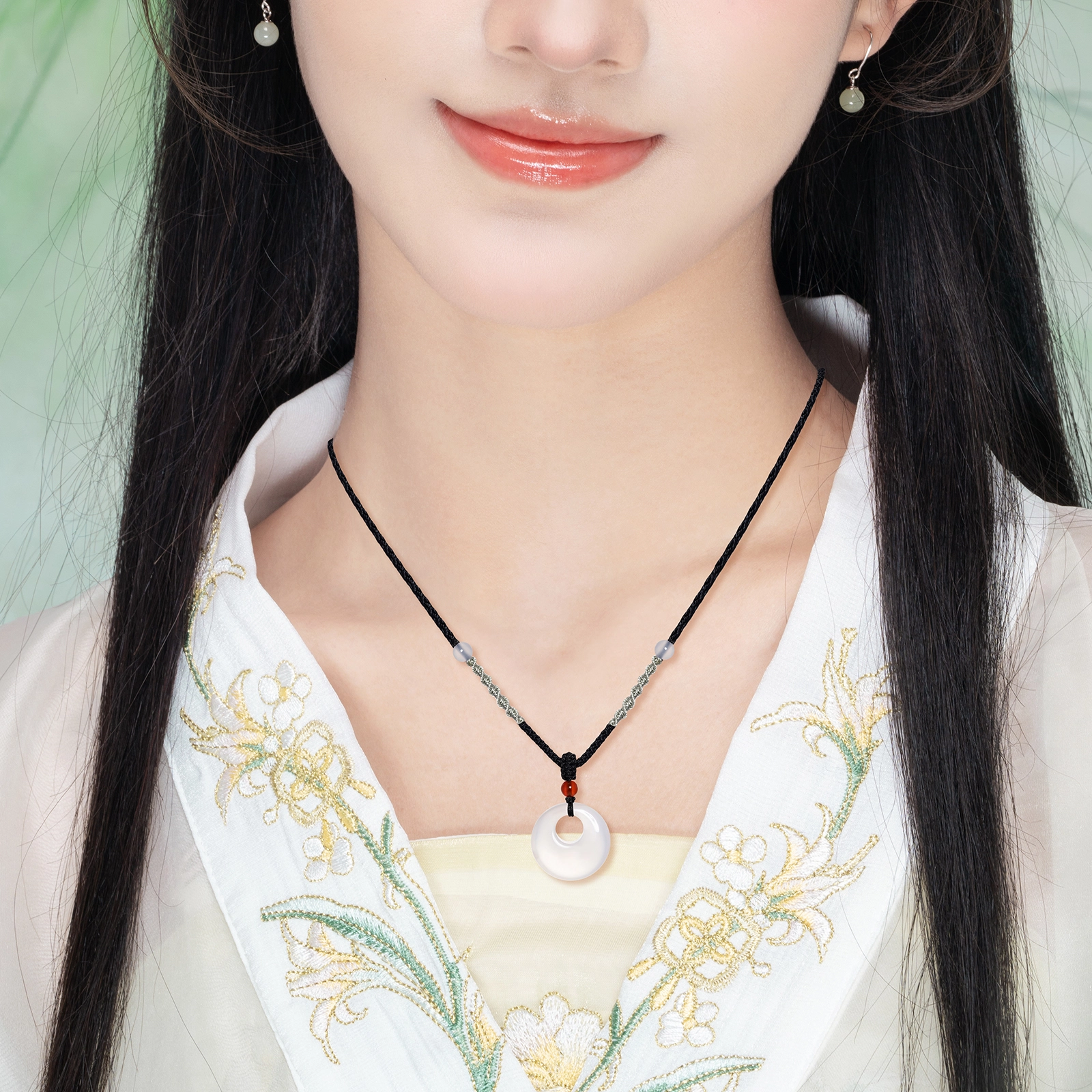 老银坊 如意顺遂平安扣中式编绳 国风纳福转运古风汉服首饰 新中式穿搭颈链#好运 玛瑙 项链 男女同款情侣款