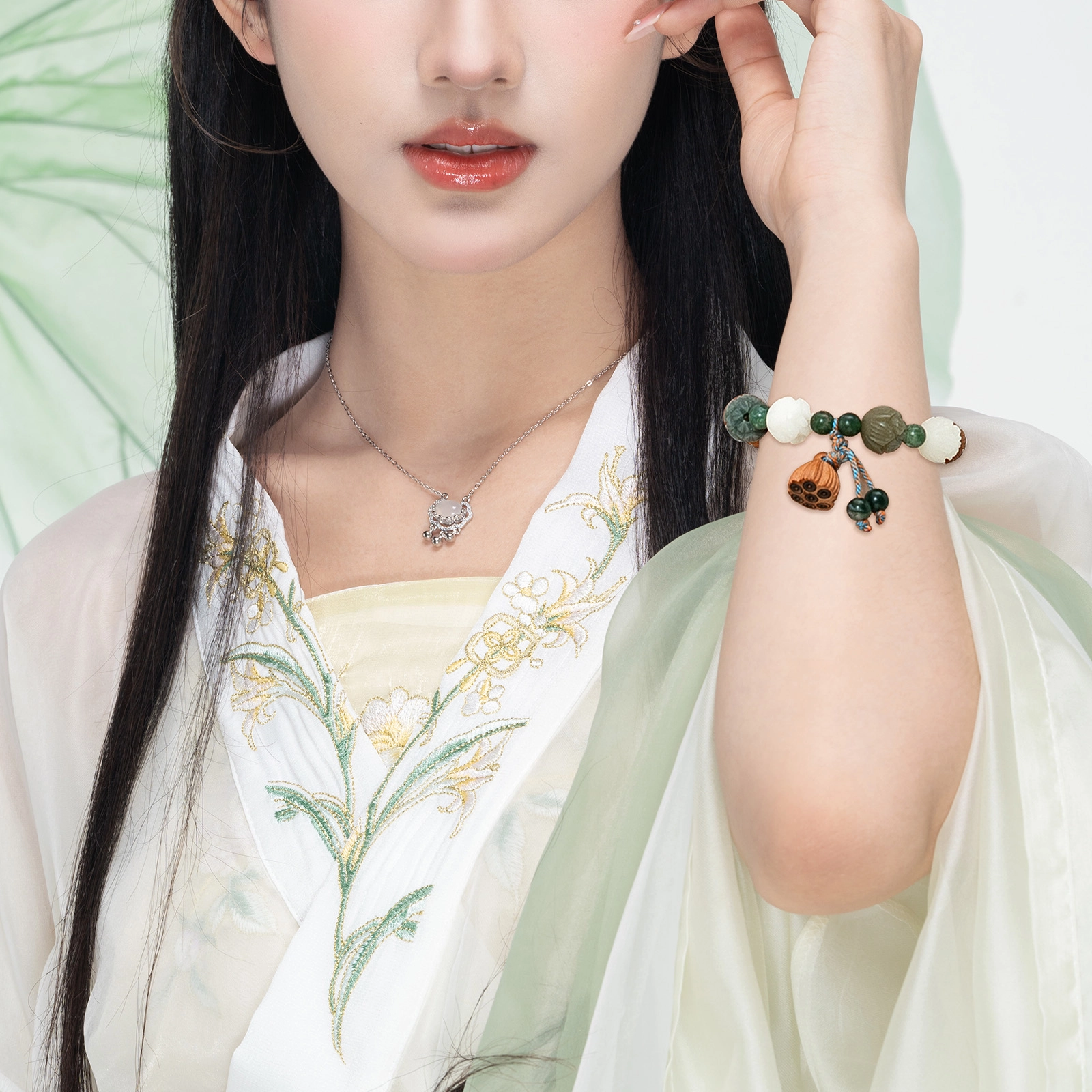 老银坊 国风上岸平安招财莲花雕刻转运珠连连上岸 新中式考试学业上岸考神附体 多宝珠彩色 菩提根 手串 男女同款情侣款