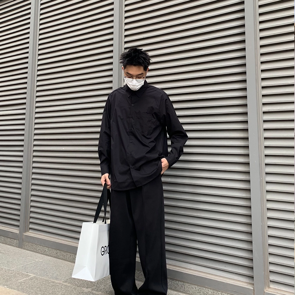 零氏 美古街停机坪基础款纯色简约宽松垂感百搭翻领春秋长袖休闲衬衫 男女同款