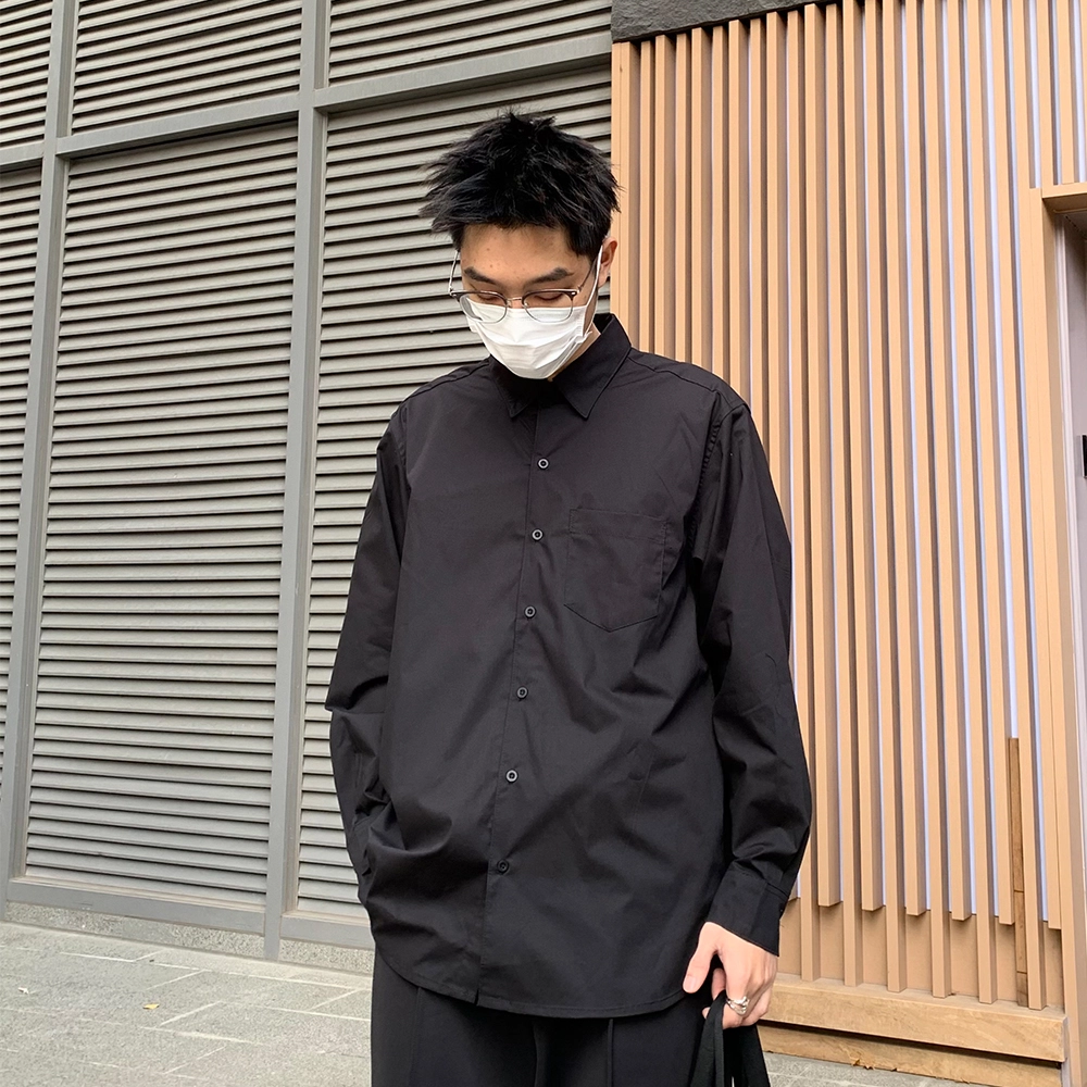 零氏 美古街停机坪基础款纯色简约宽松垂感百搭翻领春秋长袖休闲衬衫 男女同款