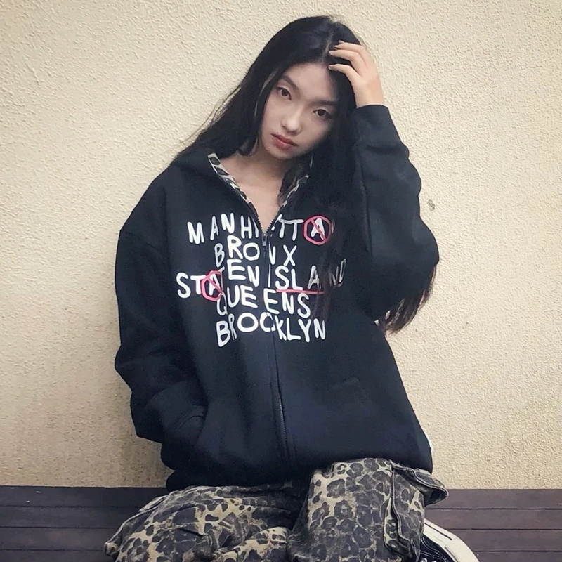 玉儿恋 美式复古高街风连帽潮牌服饰时尚百搭卫衣 男女同款