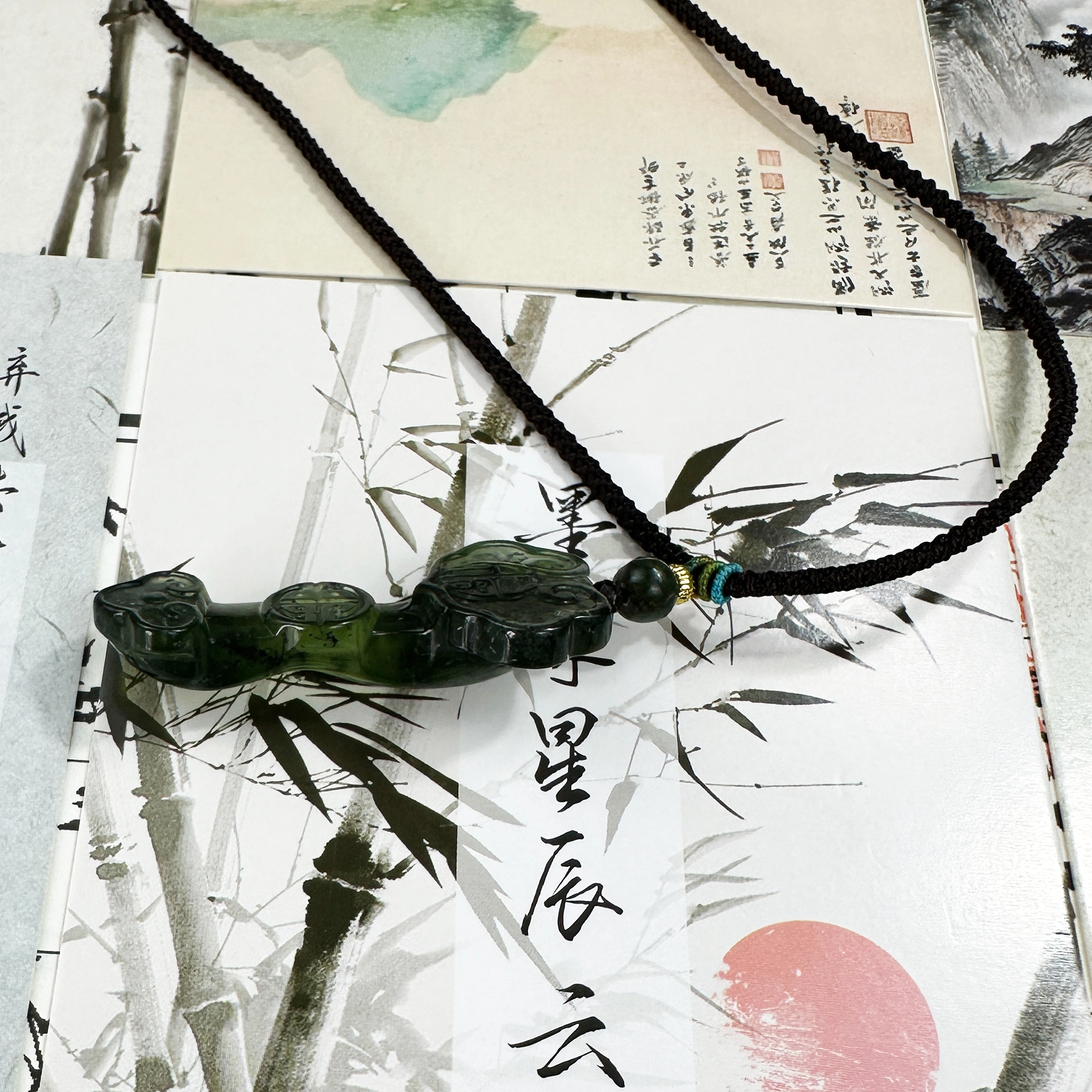 唐之饰 招财玉如意 福禄吉祥 多财多福 国潮古风转运温婉大气颈链 新中式国风 岫玉（蛇纹石玉） 项链 男女同款情侣款