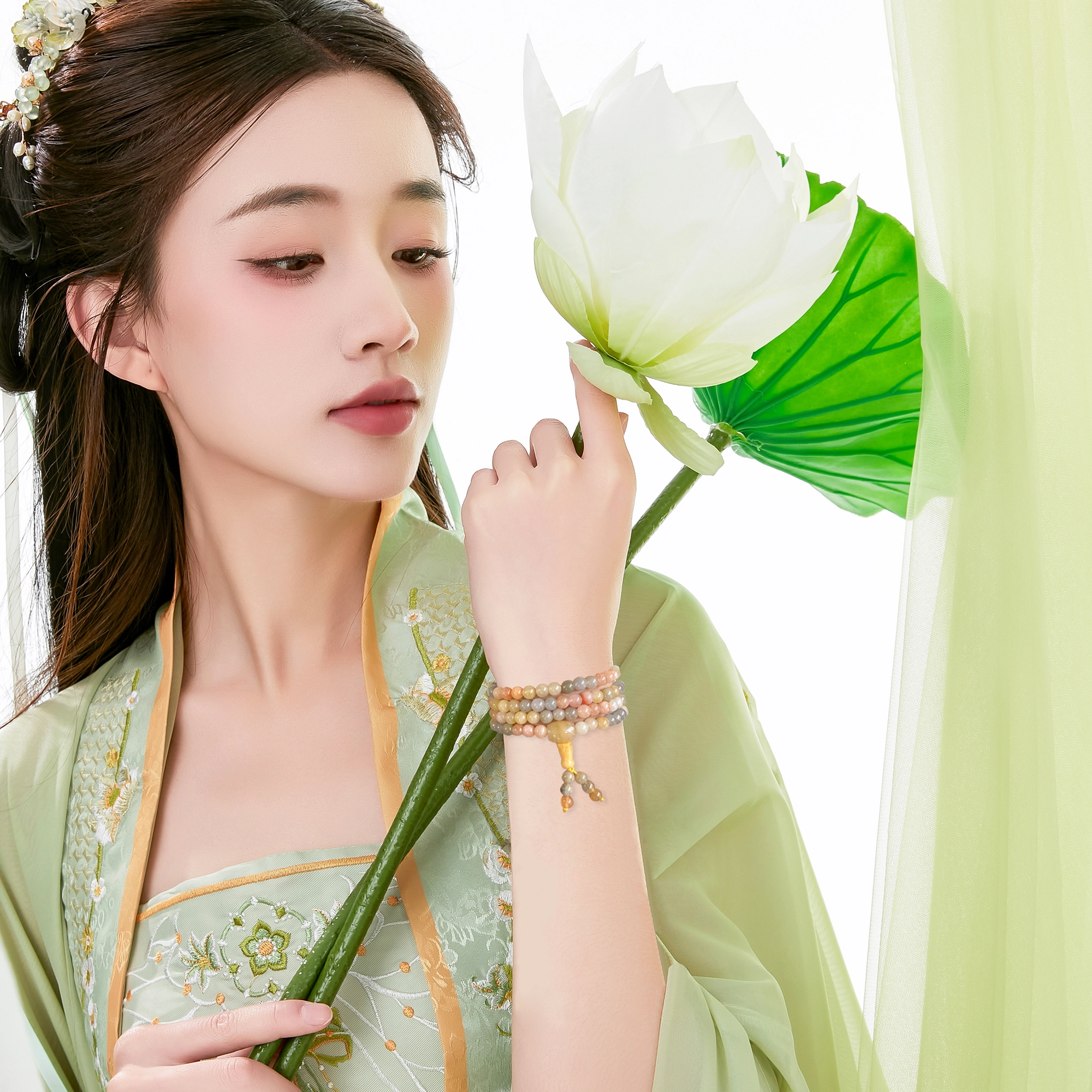 唐之饰 新中式幻彩 国风文玩多层叠戴 水晶 玉石手串 男女同款情侣款