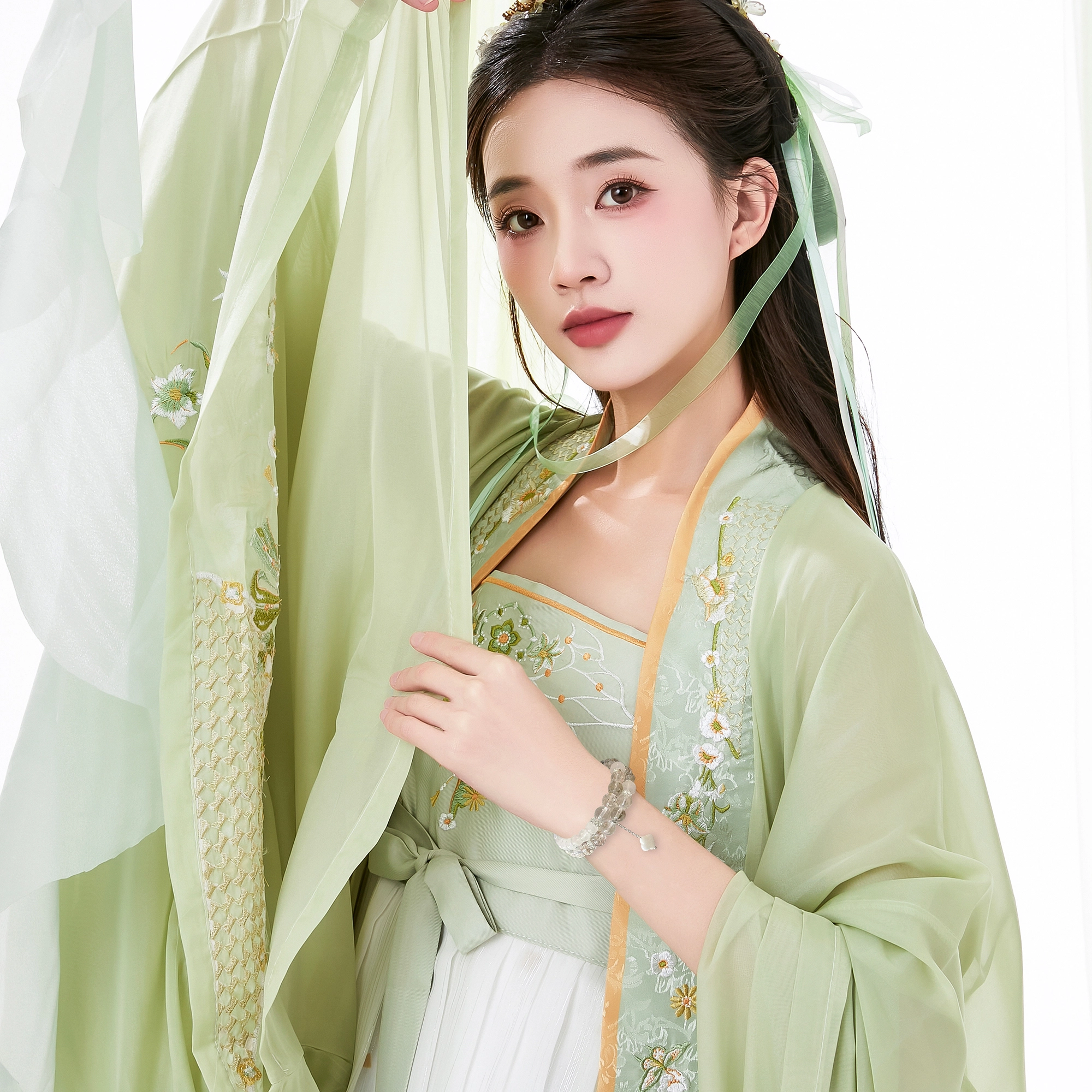 唐之饰 新中式甜蜜四叶草双圈 国风双层叠戴流苏精致原创设计 水晶 玉石手串 女款 礼盒送葫芦钥匙扣