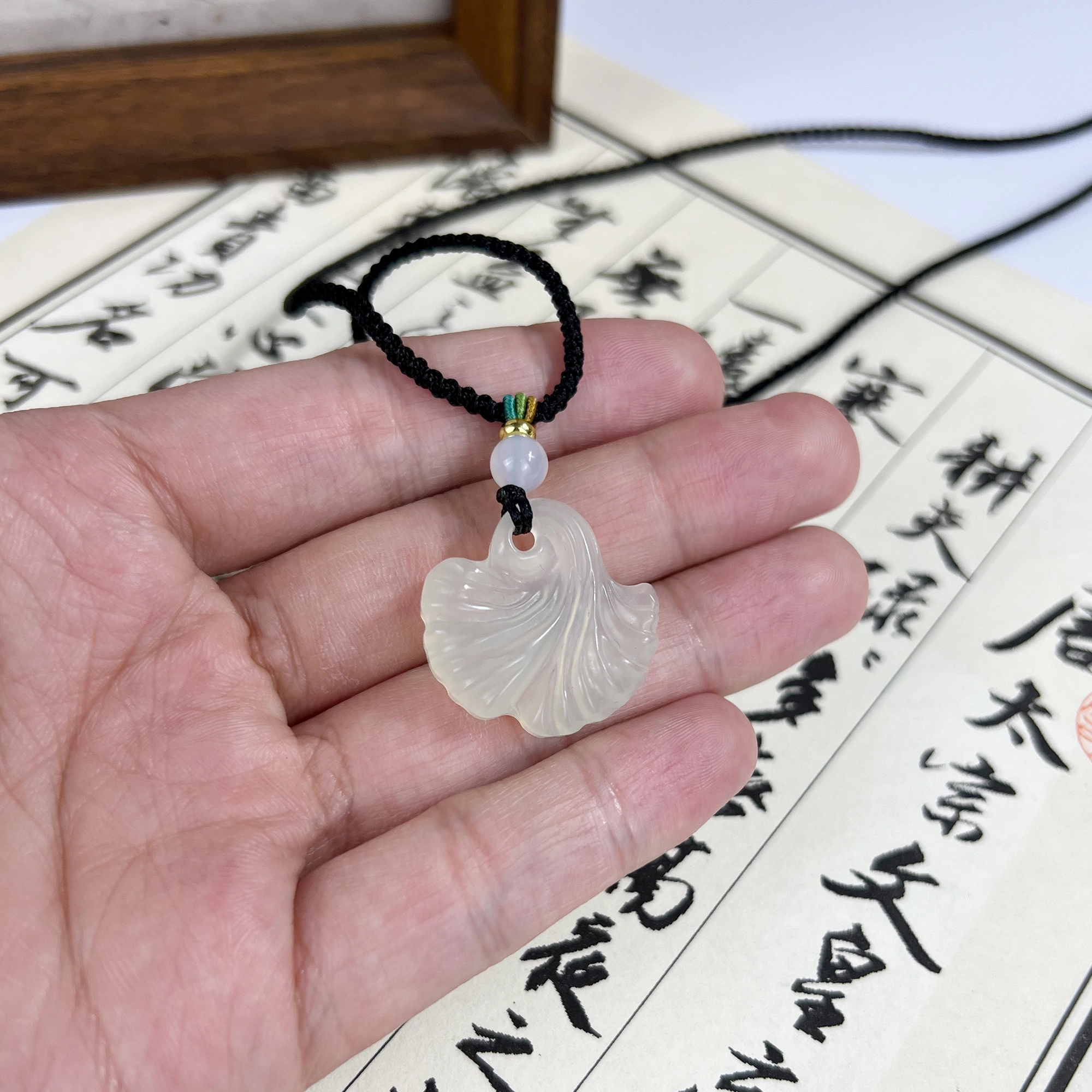【三生有幸} 唐之饰 枫树叶银杏叶 新中式国风轻奢小众设计感高级感 温柔气质甜美优雅天然 岫玉（蛇纹石玉） 项链 男女同款情侣款