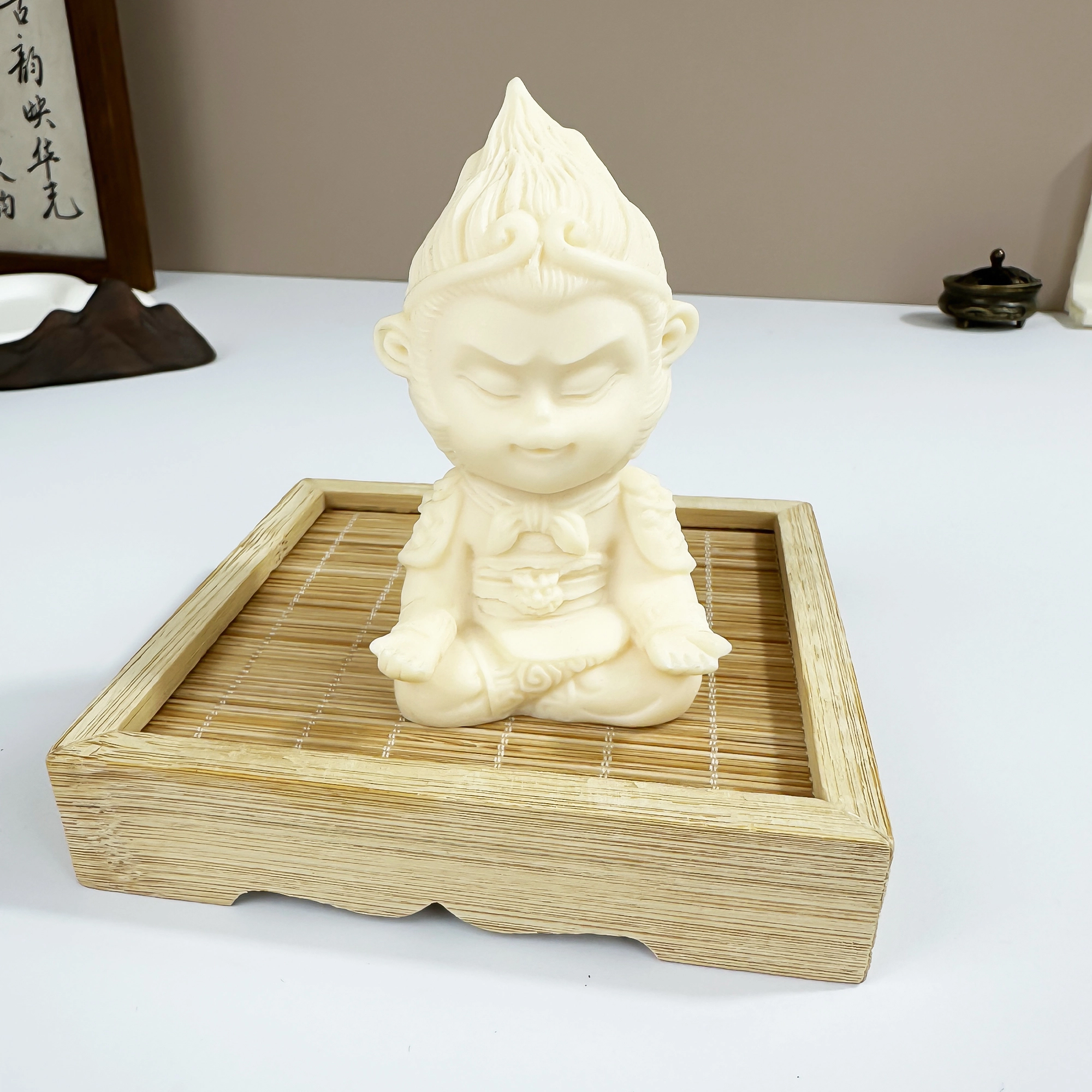 唐之饰 新中式冥想齐天大圣把件文玩盘物小众创意电脑桌面茶宠 菩提根 摆件 男女同款情侣款
