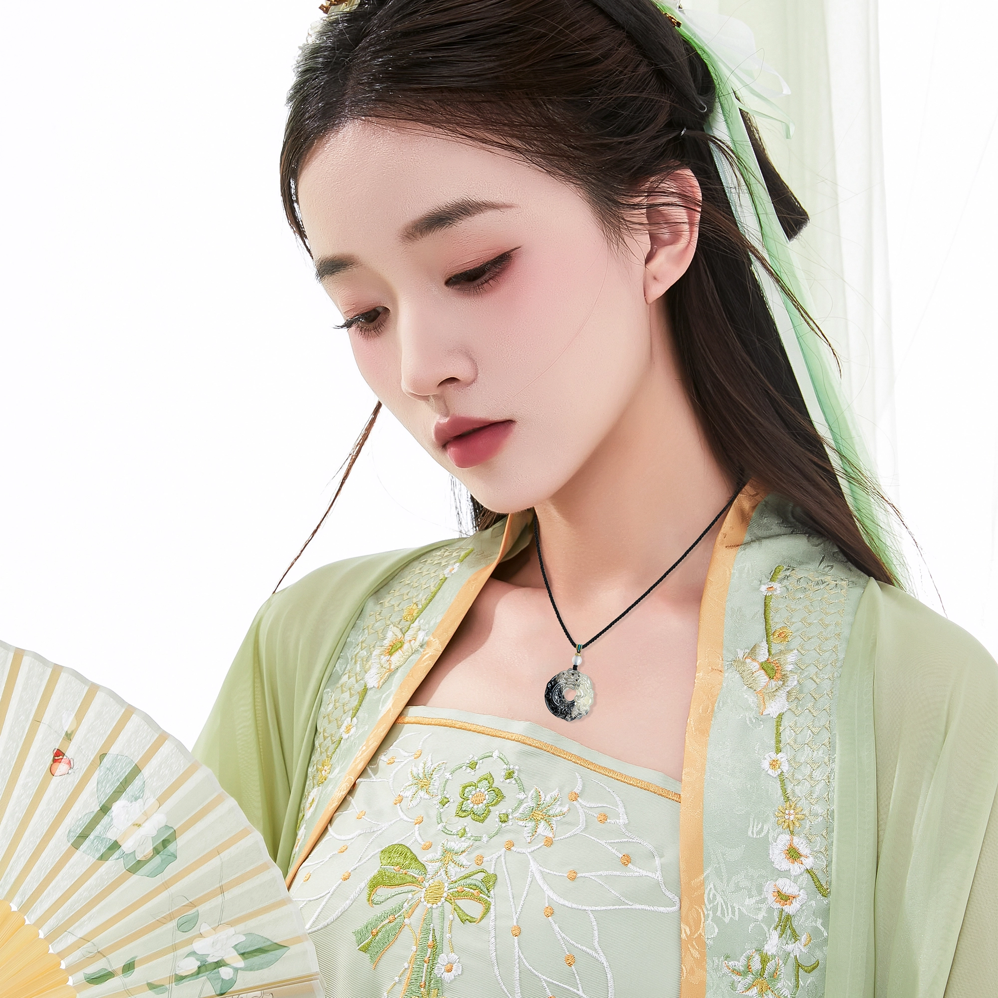 唐之饰 青背龙王吊坠 新中式国潮招财转运本命年福禄吉祥一帆风顺 配编绳 高品质 岫玉（蛇纹石玉） 项链 男女同款情侣款