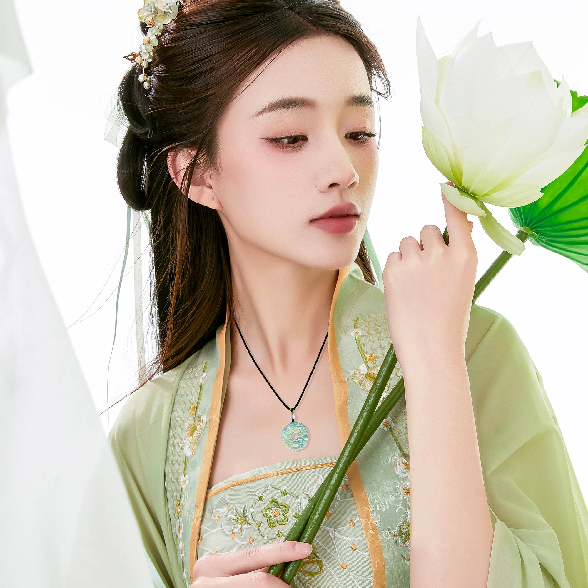唐之饰 青背龙王吊坠 新中式国潮招财转运本命年福禄吉祥一帆风顺 配编绳 高品质 岫玉（蛇纹石玉） 项链 男女同款情侣款