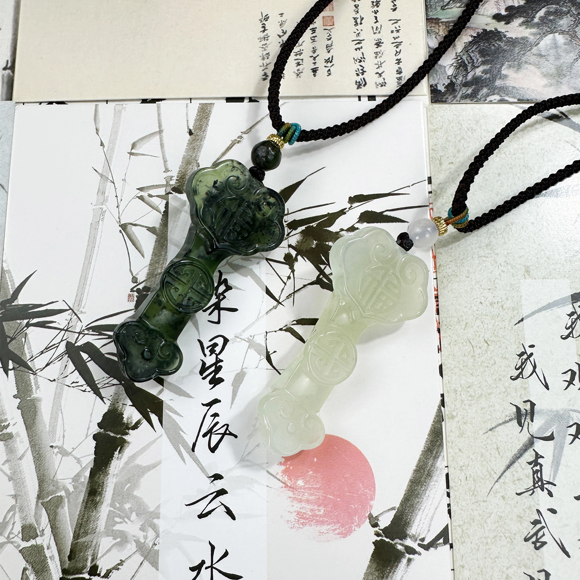 唐之饰 招财玉如意 福禄吉祥 多财多福 国潮古风转运温婉大气颈链 新中式国风 岫玉（蛇纹石玉） 项链 男女同款情侣款