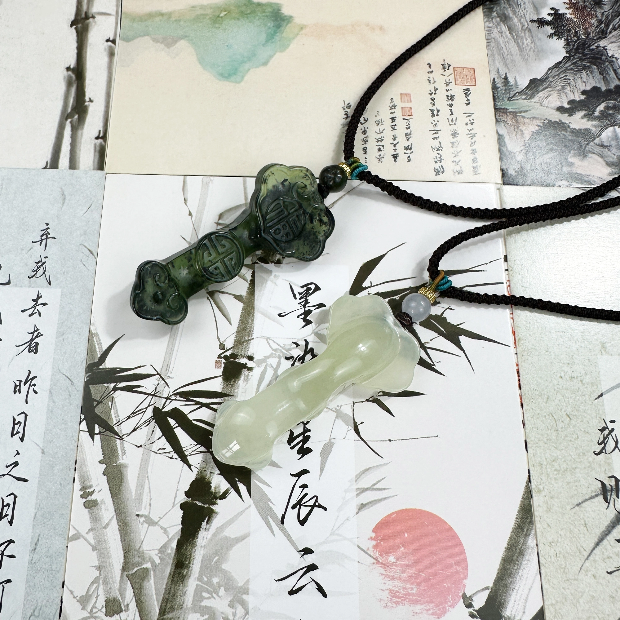 唐之饰 招财玉如意 福禄吉祥 多财多福 国潮古风转运温婉大气颈链 新中式国风 岫玉（蛇纹石玉） 项链 男女同款情侣款