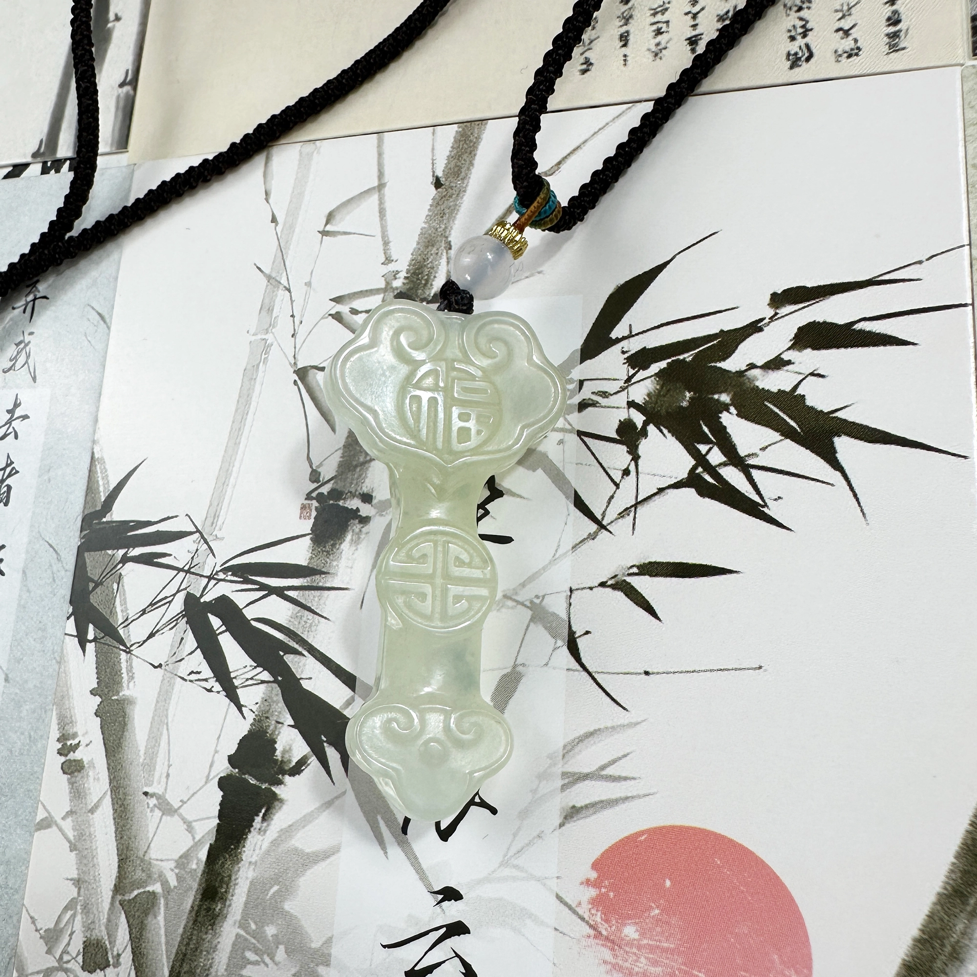 唐之饰 招财玉如意 福禄吉祥 多财多福 国潮古风转运温婉大气颈链 新中式国风 岫玉（蛇纹石玉） 项链 男女同款情侣款