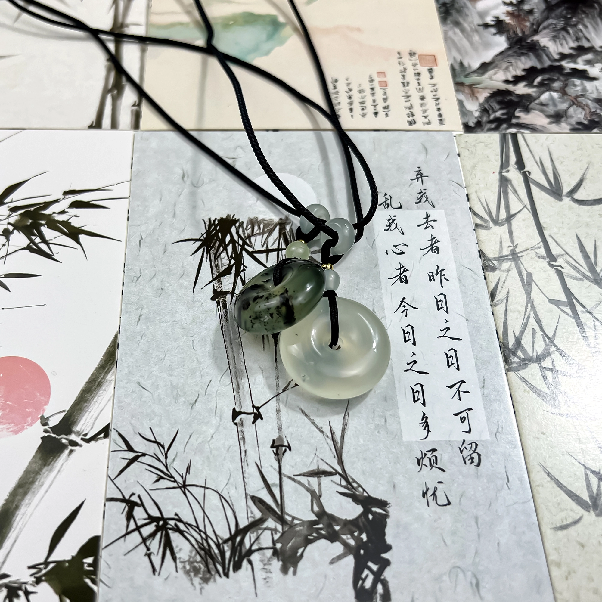 唐之饰 福气满满 招财转运平安扣吊坠 新中式国风 简约编织绳 岫玉（蛇纹石玉） 项链 男女同款情侣款