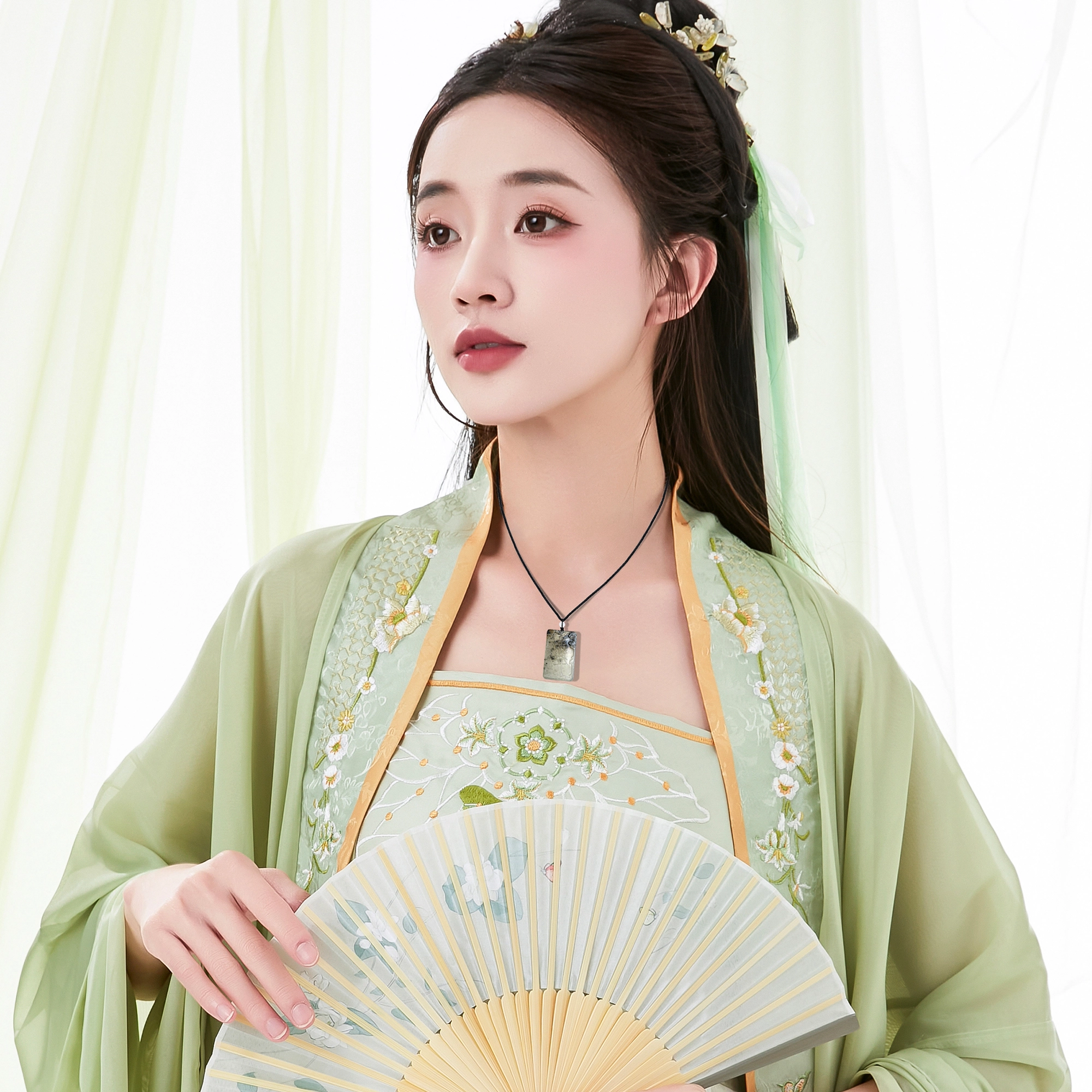 【高品质已结缘】 唐之饰 紫薇讳无事牌吊坠 新中式复古国潮祥瑞护身平安招财转运珠编织绳 岫玉（蛇纹石玉） 项链 男女同款情侣款