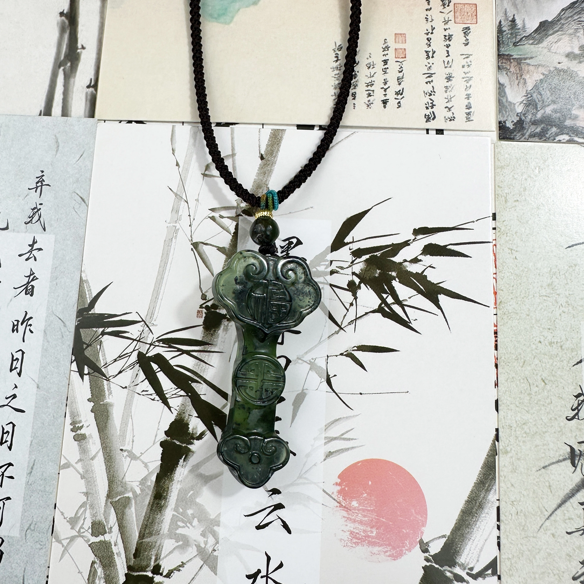 唐之饰 招财玉如意 福禄吉祥 多财多福 国潮古风转运温婉大气颈链 新中式国风 岫玉（蛇纹石玉） 项链 男女同款情侣款