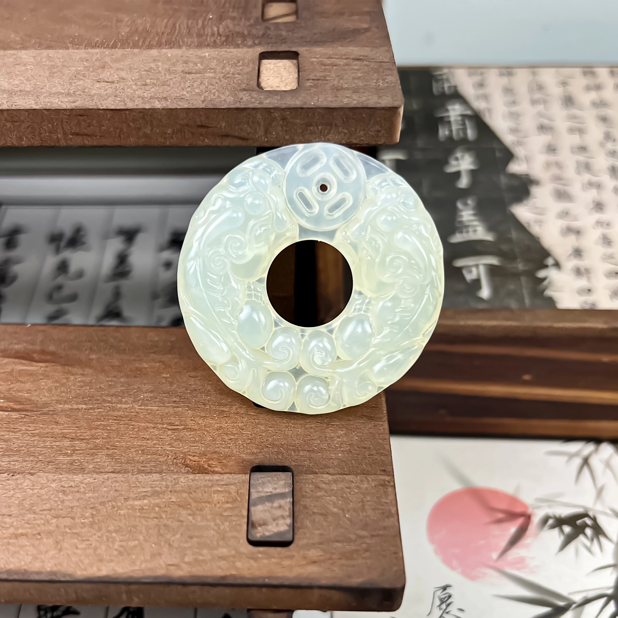 唐之饰 招财纳福双貔貅平安扣 新中式国潮古风 聚财吞金兽小众轻奢设计 岫玉（蛇纹石玉） 项链 男女同款情侣款