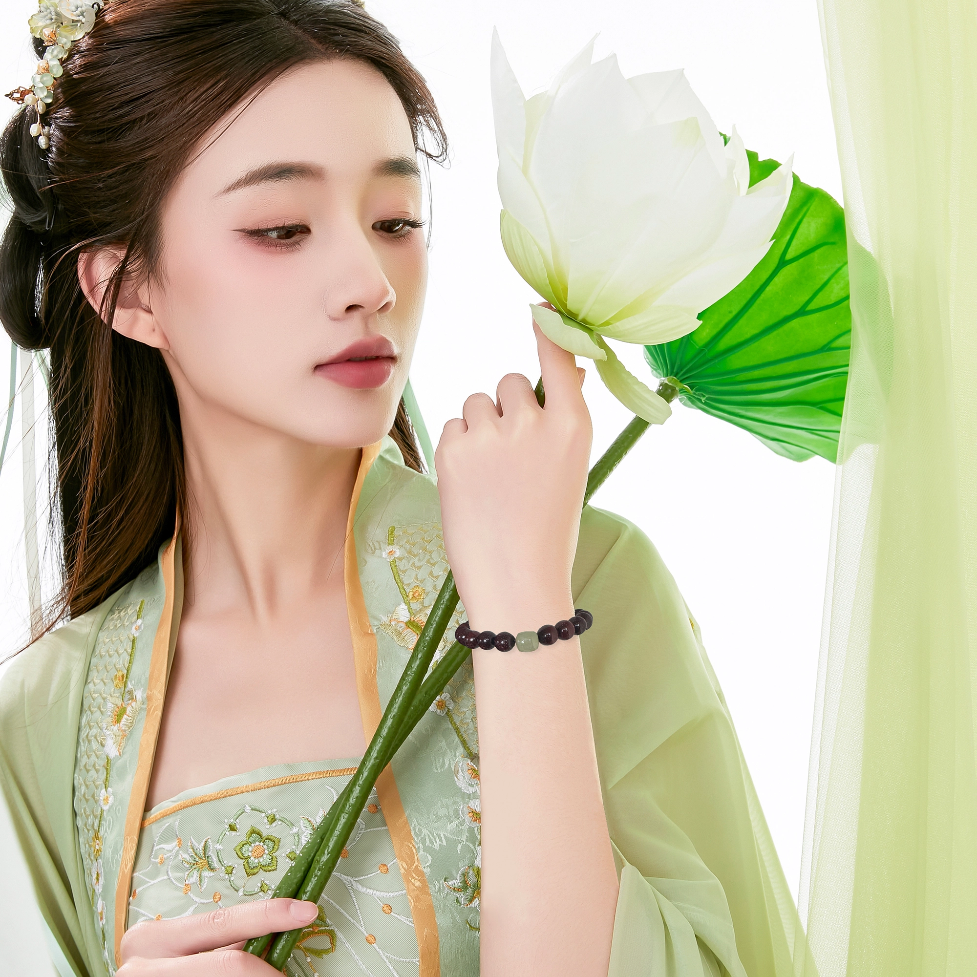 唐之饰 单圈国潮檀香木转运珠  新中式复古文艺盘玩串单颗时来运转单佛珠 紫檀 黑檀 木作手串 男女同款情侣款 檀木