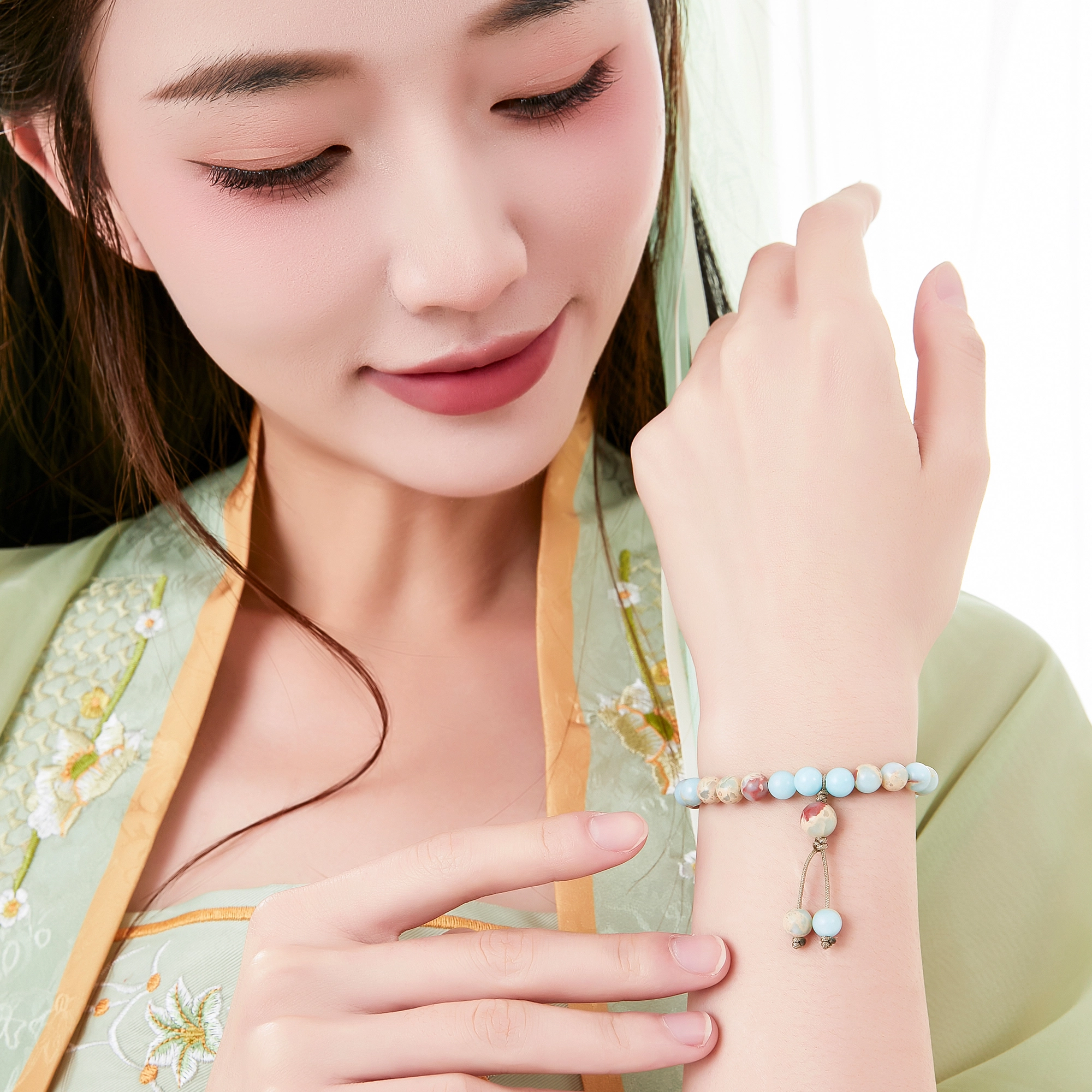 唐之饰 流苏新中式国风复古佛系 小众轻奢创意设计高级感国潮简约 寿山石 玉石手串 女款