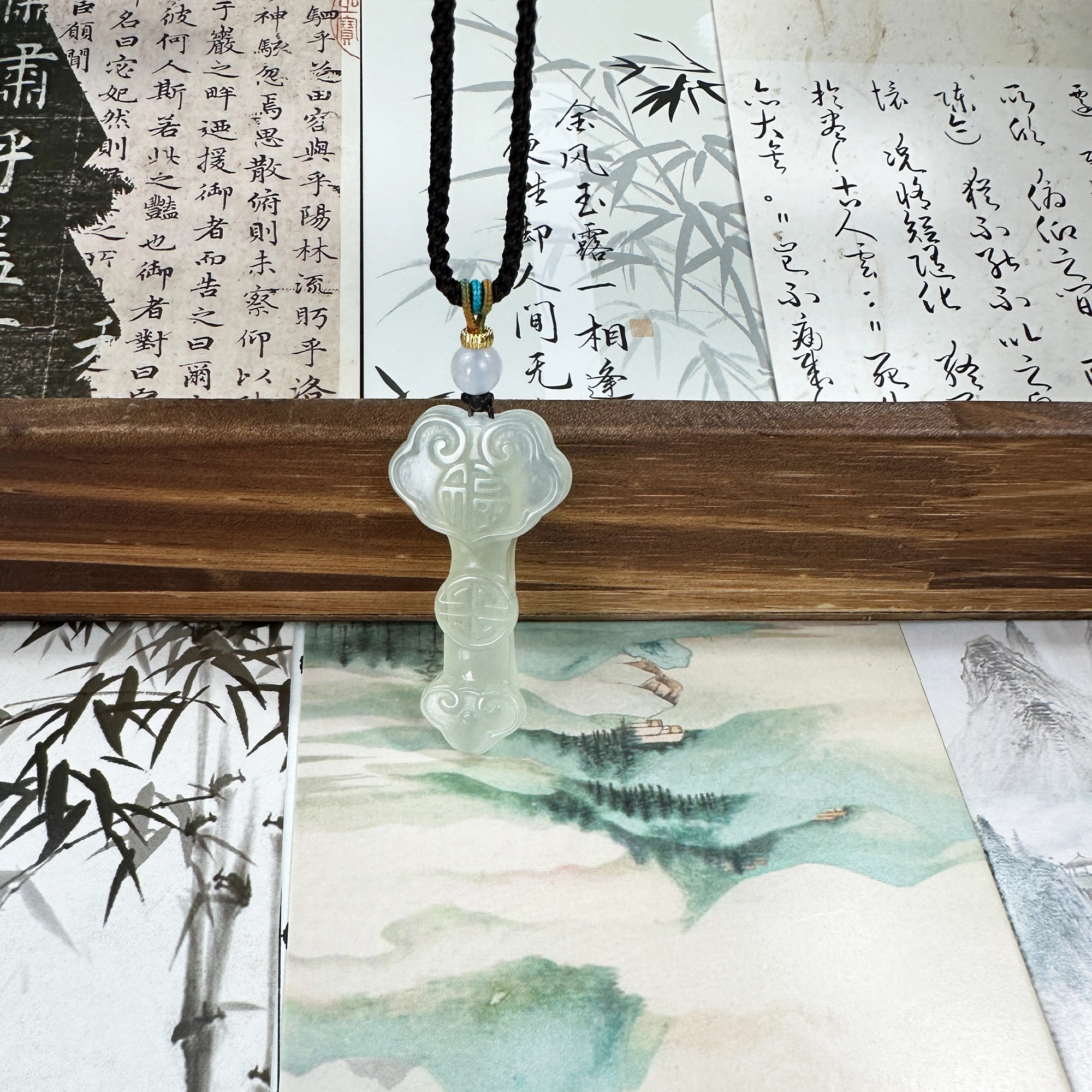 唐之饰 招财玉如意 福禄吉祥 多财多福 国潮古风转运温婉大气颈链 新中式国风 岫玉（蛇纹石玉） 项链 男女同款情侣款