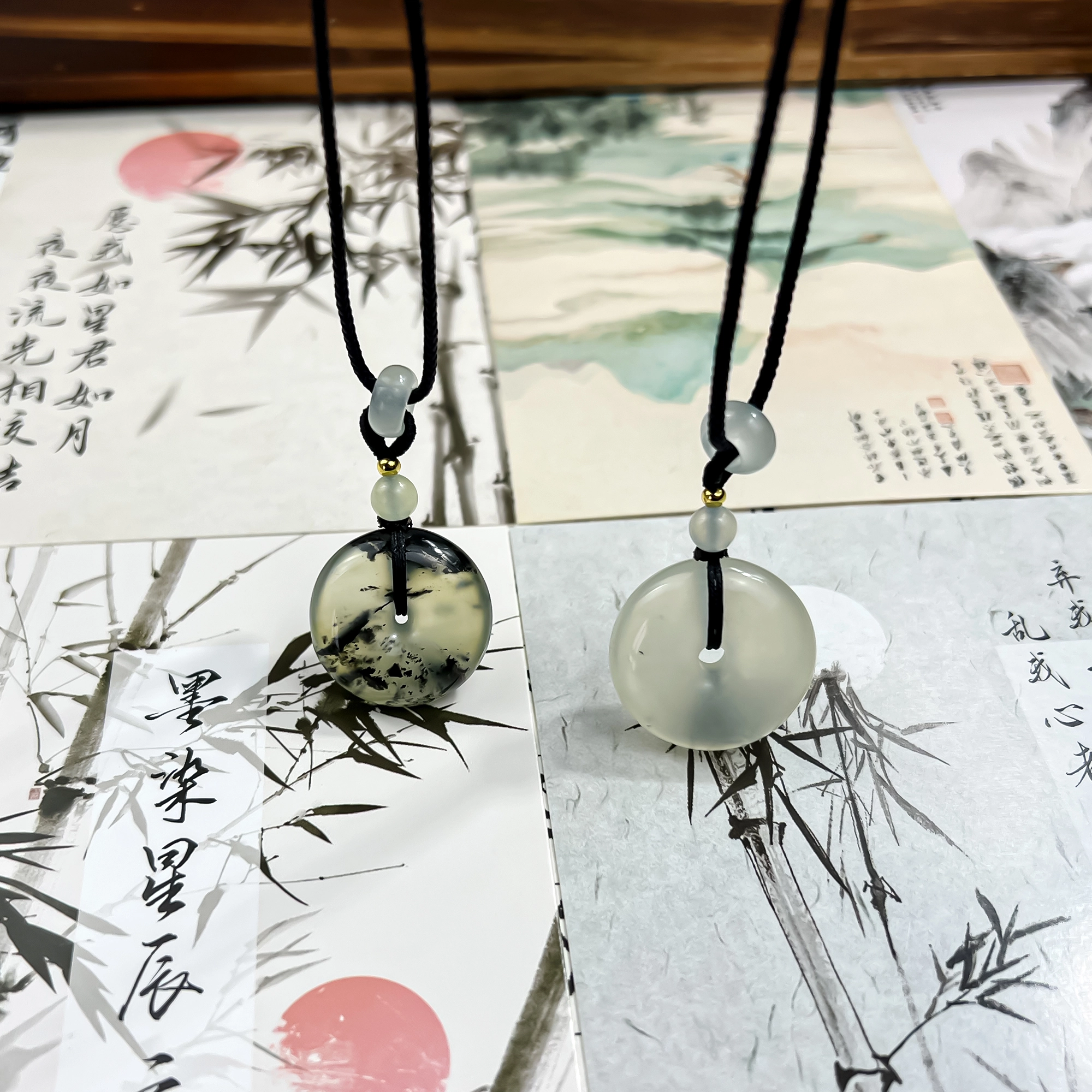 唐之饰 福气满满 招财转运平安扣吊坠 新中式国风 简约编织绳 岫玉（蛇纹石玉） 项链 男女同款情侣款