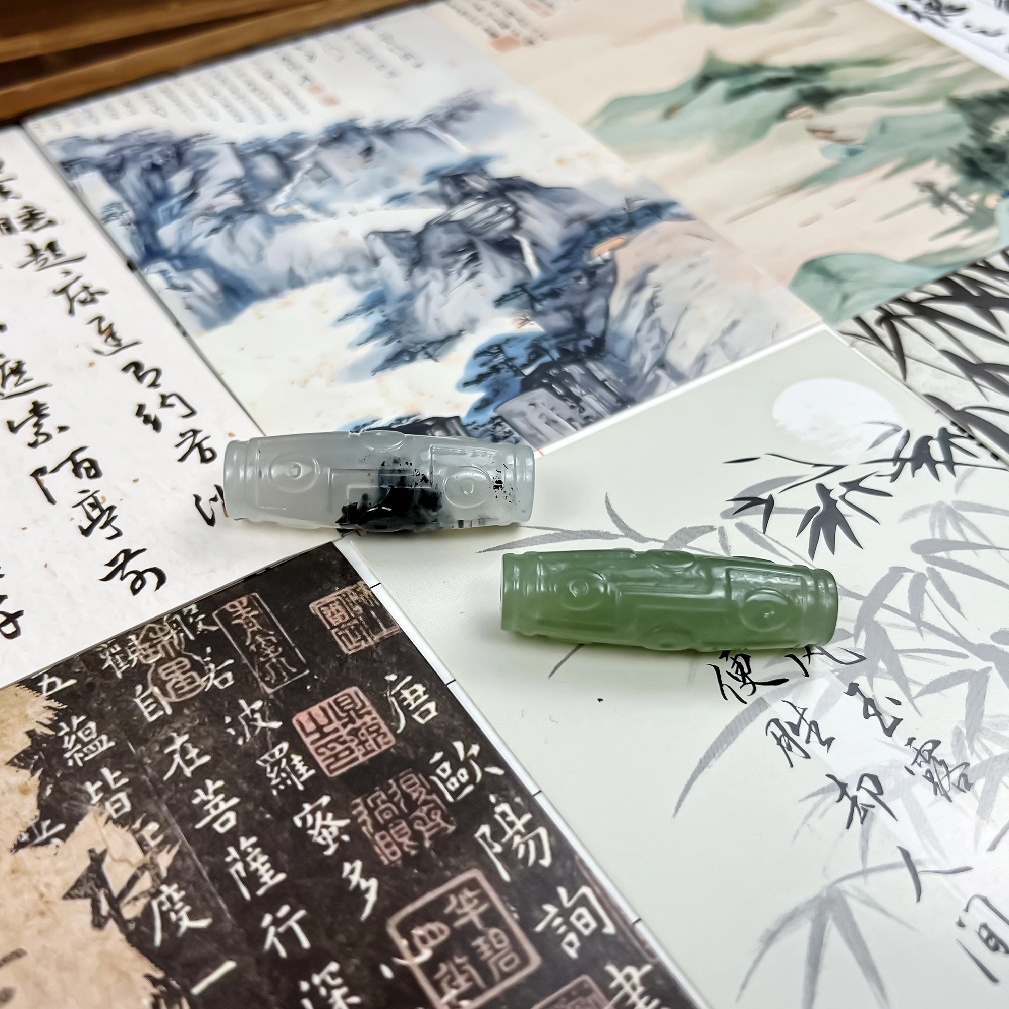 【高品质】 唐之饰 转运藏式九眼天珠 新中式民族风复古国潮吉祥平安 路路通 四大名玉 岫玉（蛇纹石玉） 项链 男女同款情侣款
