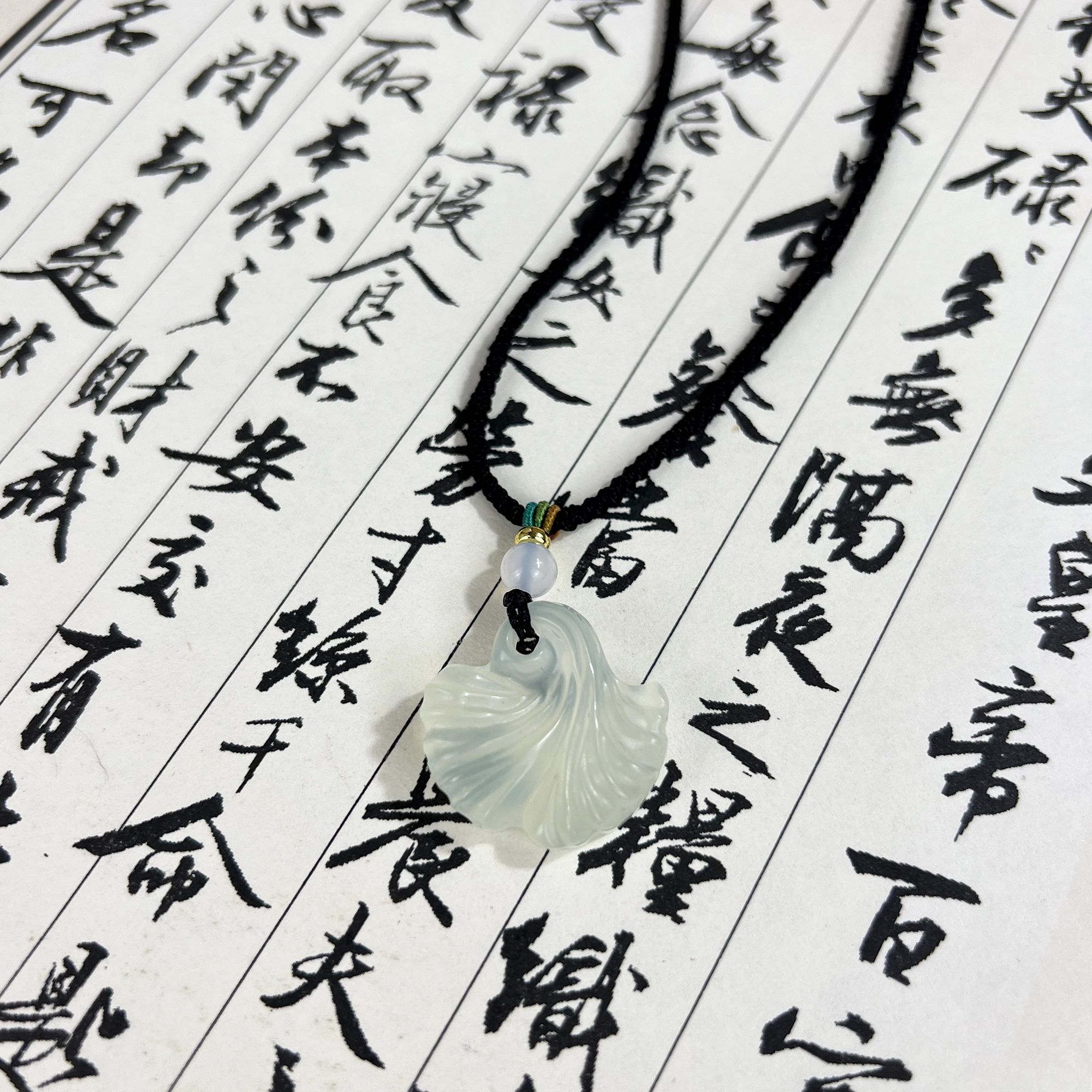 【三生有幸} 唐之饰 枫树叶银杏叶 新中式国风轻奢小众设计感高级感 温柔气质甜美优雅天然 岫玉（蛇纹石玉） 项链 男女同款情侣款