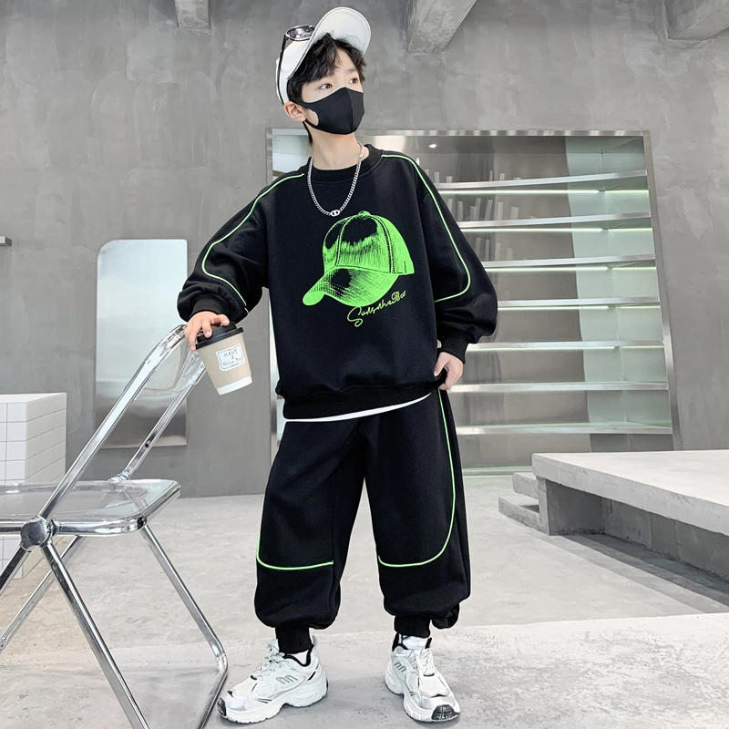 浪莎休闲运动套装 春秋 酷帅个性印花两件套 青少年