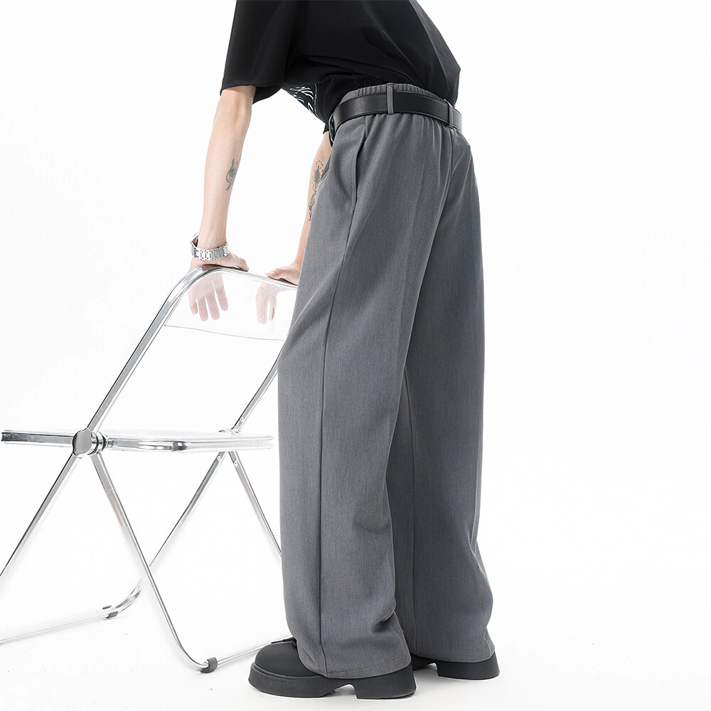 大白鲨 美式老钱风冰丝垂感高级感弯刀阔腿西装休闲裤 男女同款