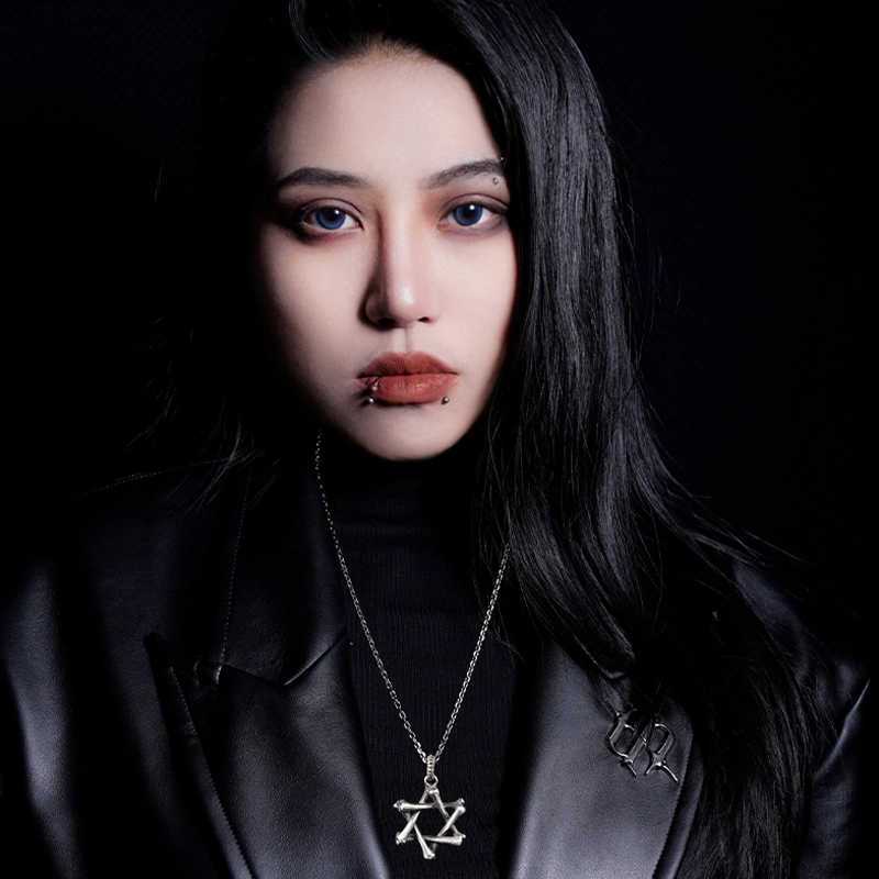 【可定制刻字】 白木黑冰 骨骼六芒星原创设潮流时尚新中式高级感 银合金 项链 男款 礼盒
