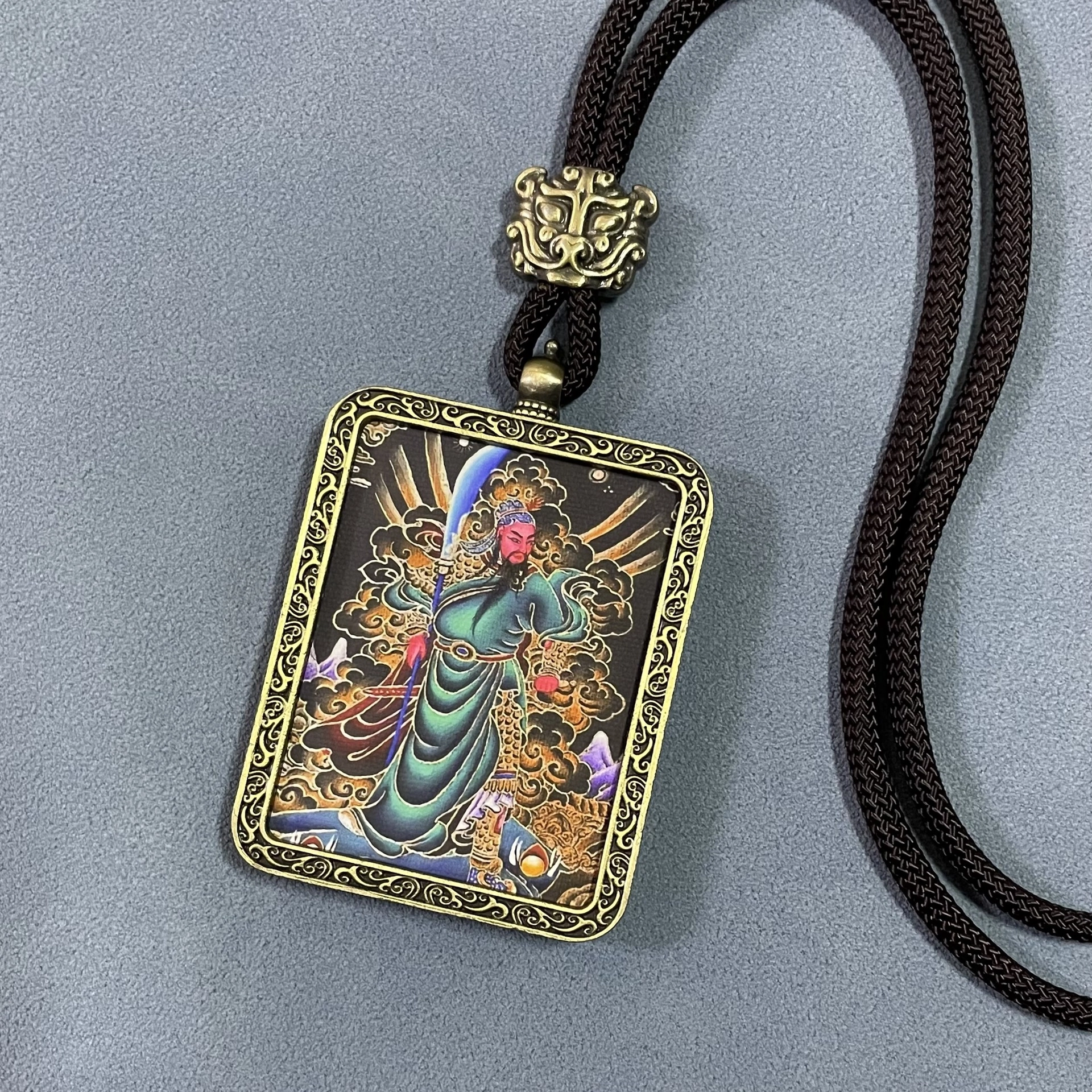【过关斩将 鱼跃龙门】 睦珦 时招万里财 新藏式风关公手绘唐卡 手工编织民族风复古 招财纳福#好运 合金 项链 男女同款情侣款