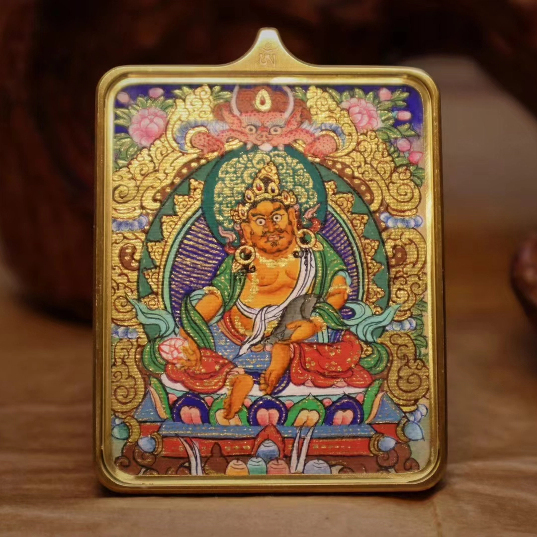 【福星高照交旺运】 睦珦 时来运转 万事顺利年年红黄财神唐卡诸事顺利 福禄吉祥小众#好运 合金 项链 男女同款情侣款