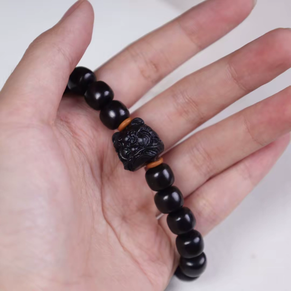 【已祝福加持】 睦珦 福禄吉祥 醒狮前程似锦中式招财纳福守护文玩佛珠 霸气转运珠手饰 财源滚滚#好运 黑檀 手串 男女同款情侣款