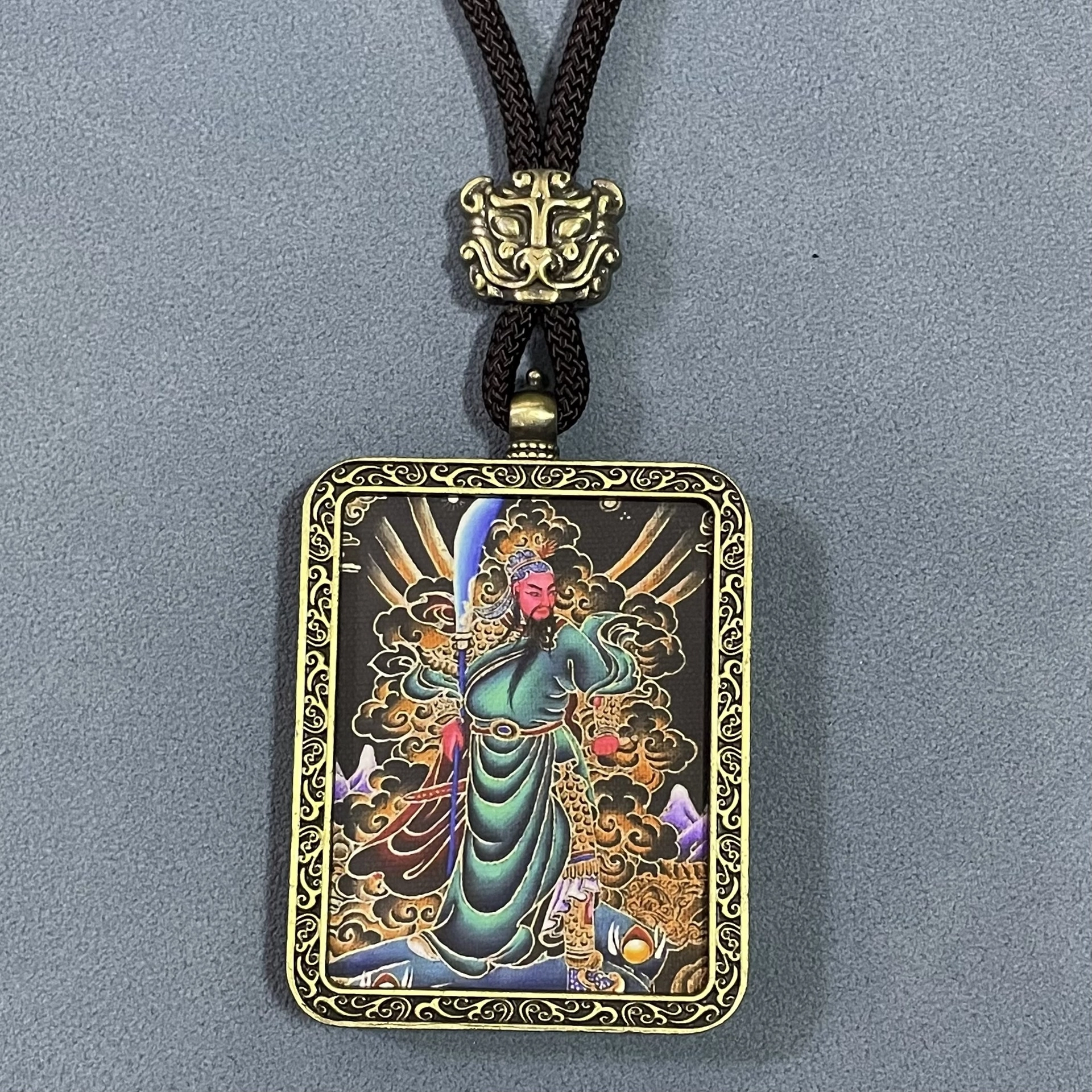 【过关斩将 鱼跃龙门】 睦珦 时招万里财 新藏式风关公手绘唐卡 手工编织民族风复古 招财纳福#好运 合金 项链 男女同款情侣款