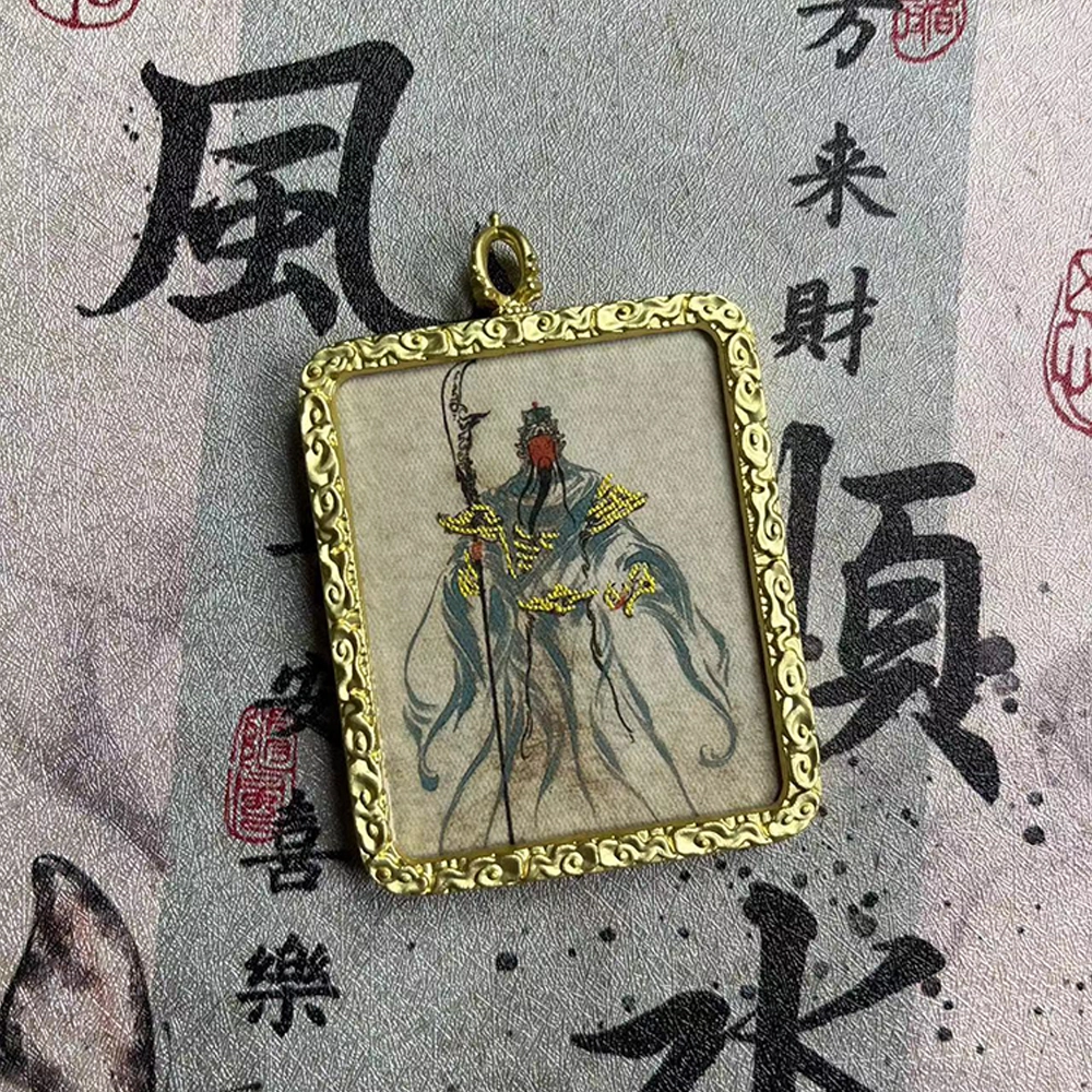 睦珦 【招财进宝运气好】时招万里财 新藏式风关公唐卡 手工编织民族风复古 纳福#好运 合金 项链 男女同款情侣款
