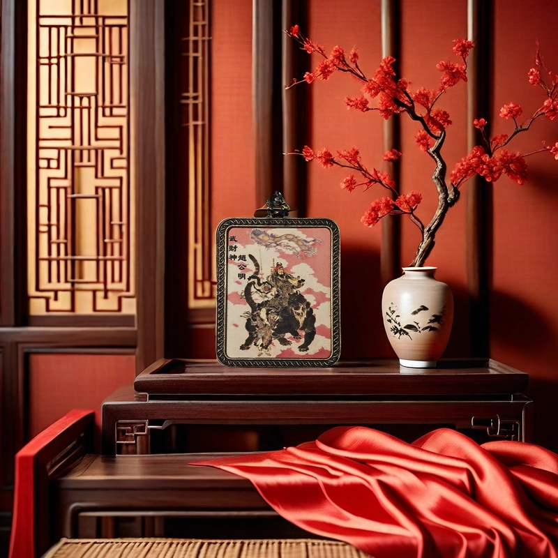 【福星高照交旺运】 睦珦 时来运转 武财神赵公明万事顺利年年红唐卡诸事顺利 福禄吉祥小众#好运 合金 项链 男女同款情侣款