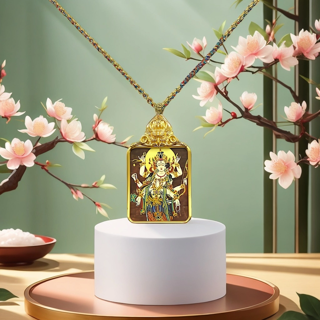 【招财进宝运气好】 睦珦 锦上添花 千手观音唐卡诸事顺利平安喜乐 八方来财福禄吉祥小众#好运 合金 项链 男女同款情侣款