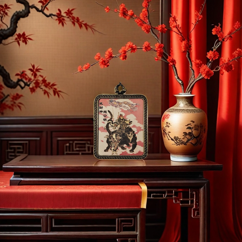 【福星高照交旺运】 睦珦 时来运转 武财神赵公明万事顺利年年红唐卡诸事顺利 福禄吉祥小众#好运 合金 项链 男女同款情侣款