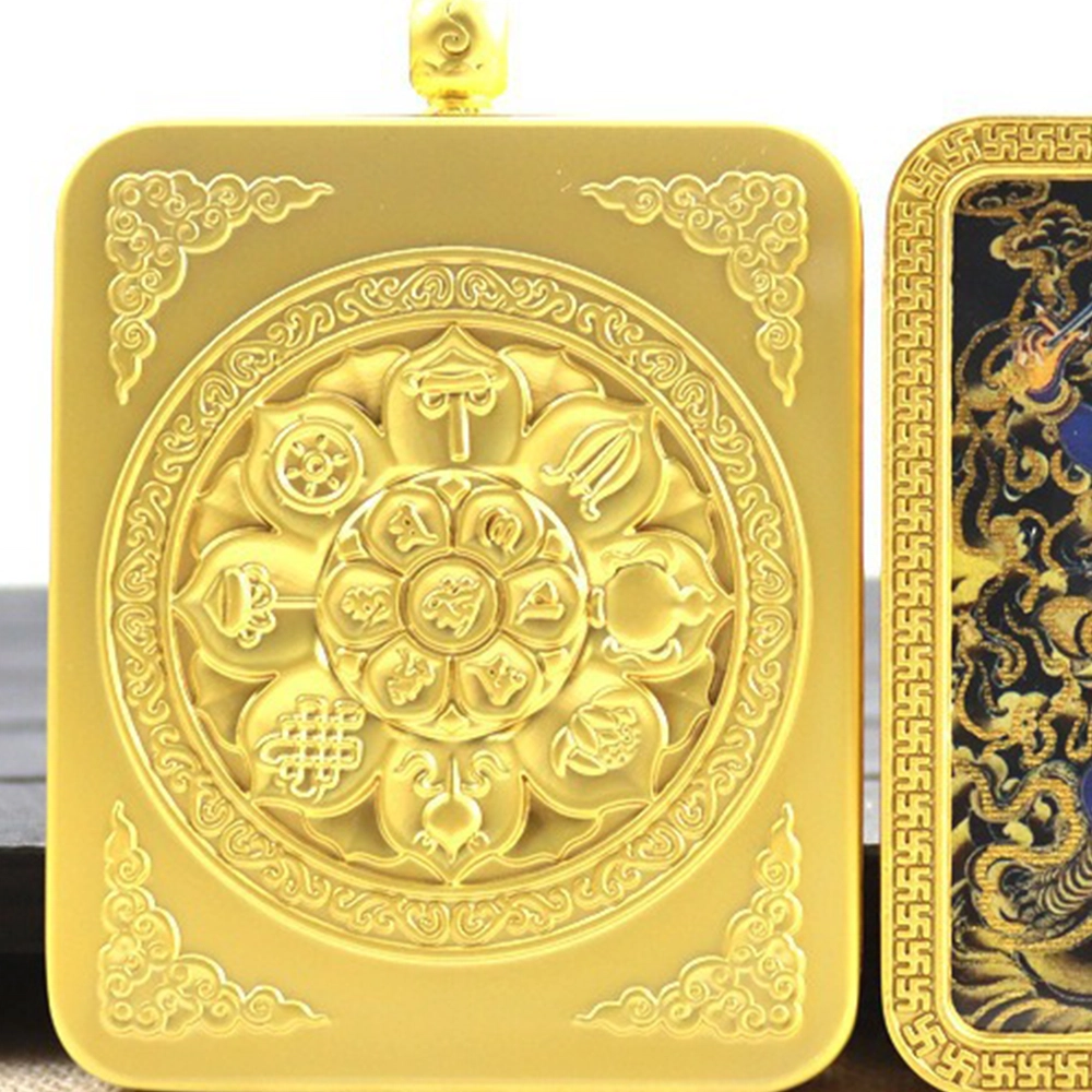 【招财进宝运气好】 睦珦 锦上添花 大黑天民族风唐卡 高薪长伴 佳偶天成#好运 合金 项链 男女同款情侣款