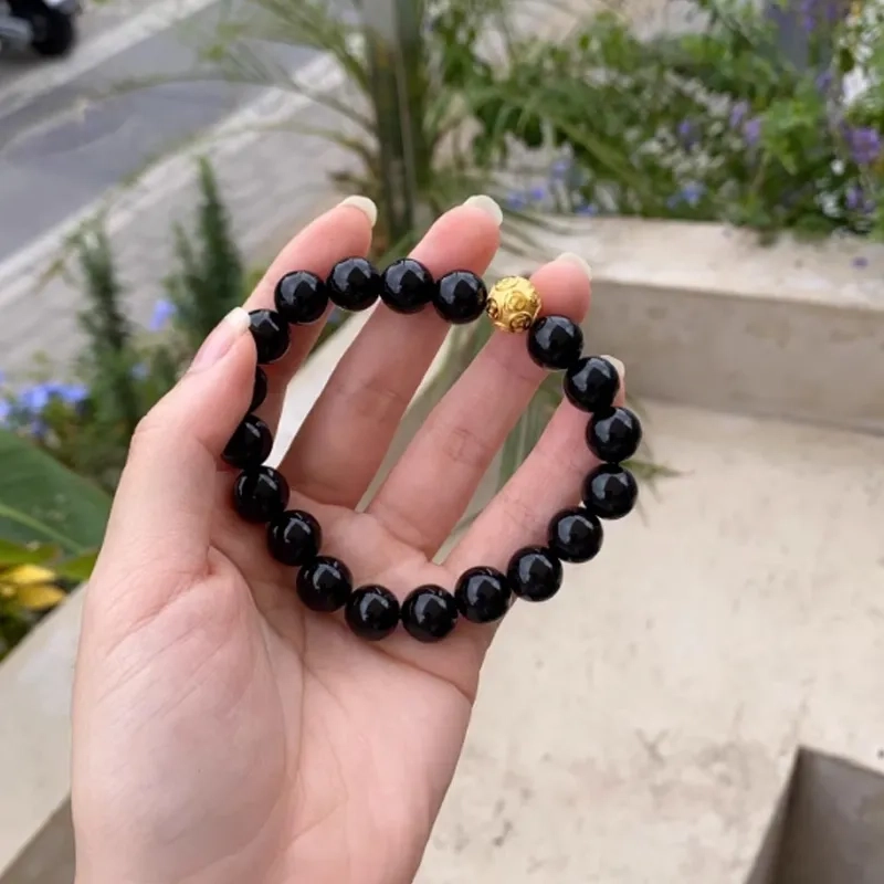 【已过香祝福】  睦珦 时来好运  黑金手持转运珠色泽饱满做工精美  单圈复古文玩搭配手持#好运 黑檀 手串 男女同款情侣款
