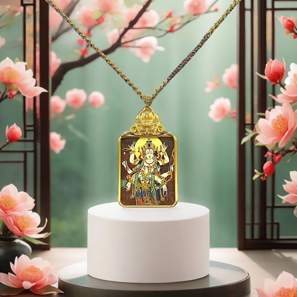 【招财进宝运气好】 睦珦 锦上添花 千手观音唐卡诸事顺利平安喜乐 八方来财福禄吉祥小众#好运 合金 项链 男女同款情侣款