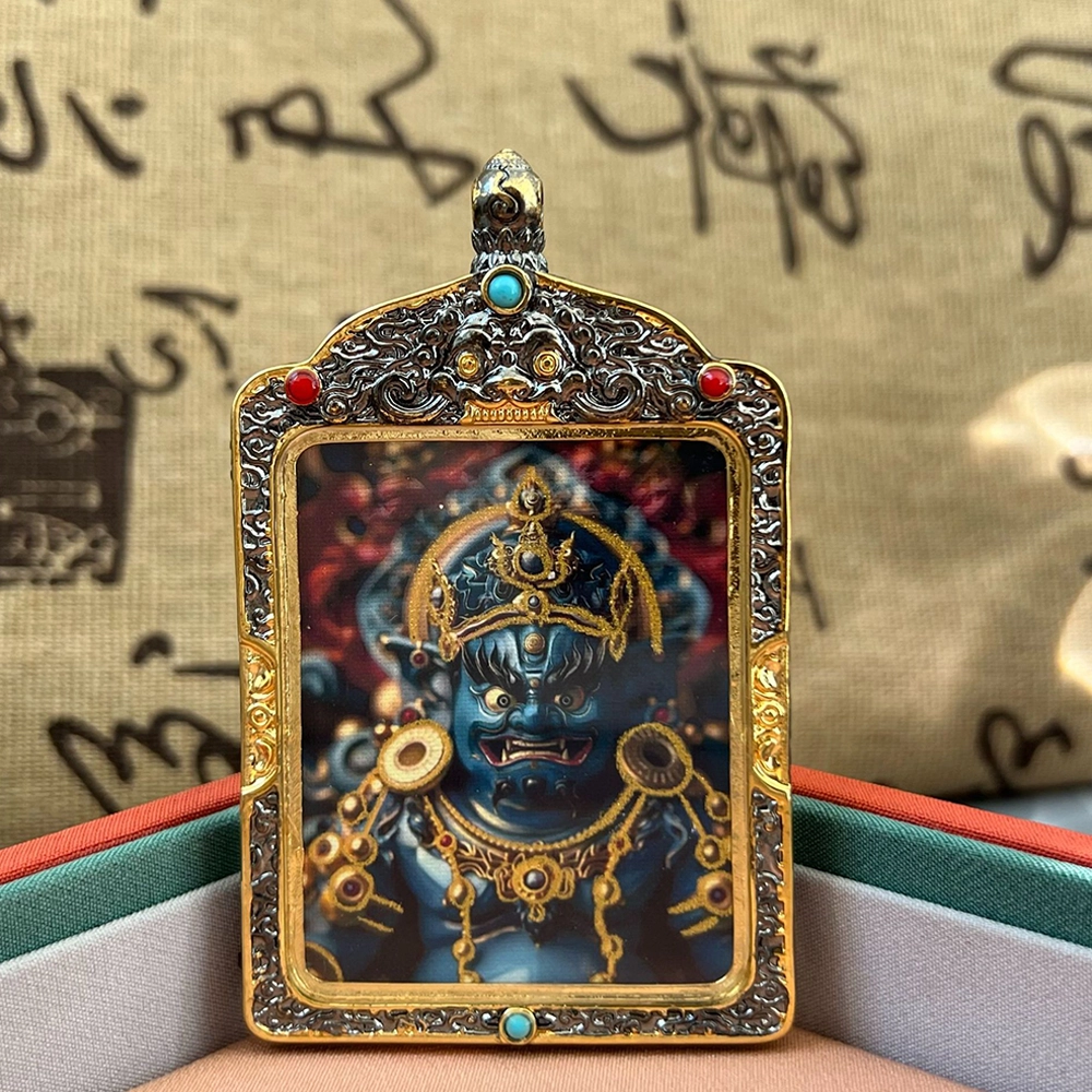 睦珦 好事花生 美飒西藏描金唐卡九紫离火凤凰大黑天吊坠 你定上岸#好运 合金 项链 男女同款情侣款
