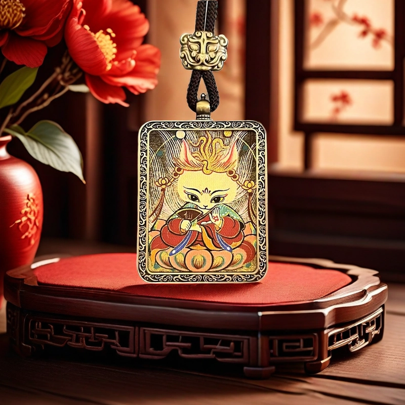 【福星高照交旺运】 睦珦 时来运转 九尾狐仙万事顺利年年红唐卡诸事顺利 福禄吉祥小众#好运 合金 项链 男女同款情侣款