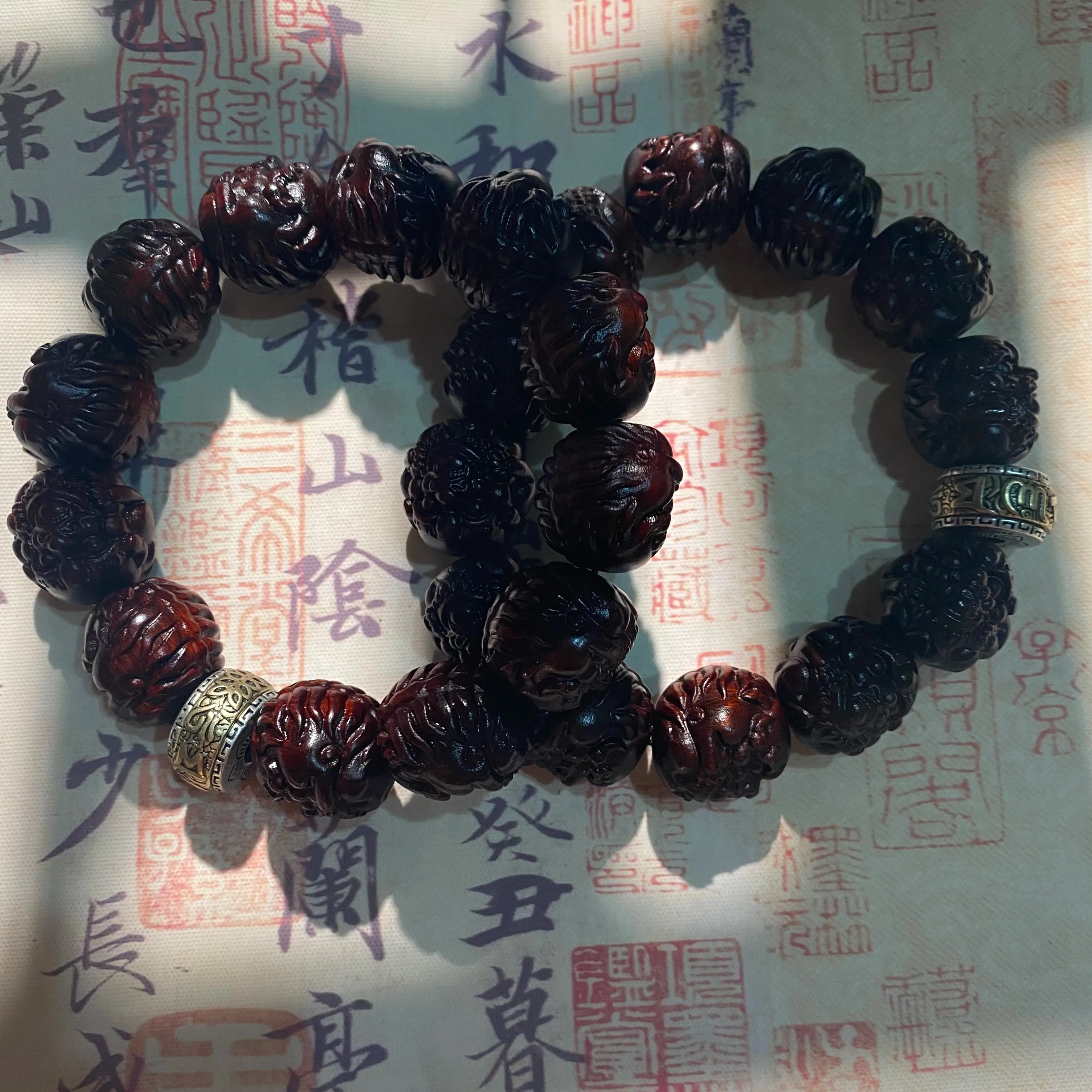 睦珦 本命佛 精工雕刻佛珠招财纳福六字箴言转运吞金兽貔貅#好运 紫檀属 木作手串 男女同款情侣款