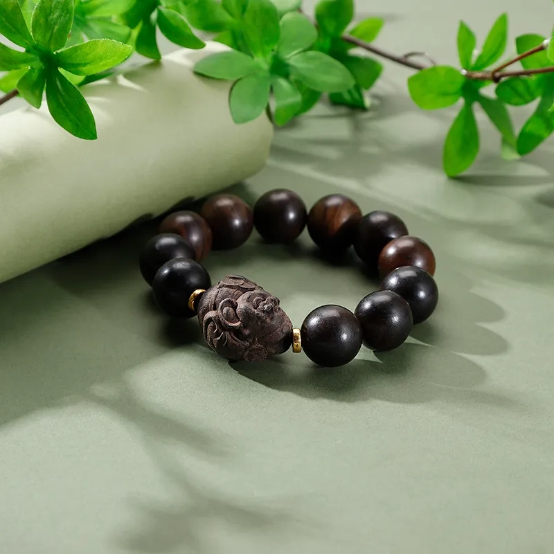 【已过香祝福】 睦珦 福禄吉祥 财源转运貔貅佛珠 复古单圈文玩古典手持念珠#好运 金丝檀木 手串 男女同款情侣款
