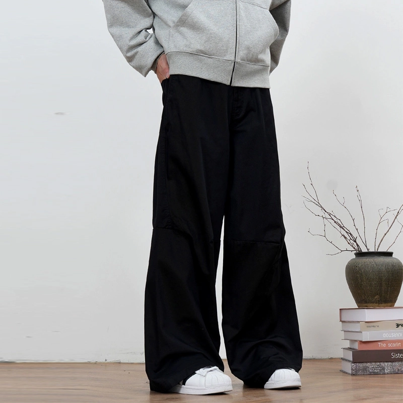梁拌泡菜 纯棉宽松廓形休闲裤 男女同款 灰绿色