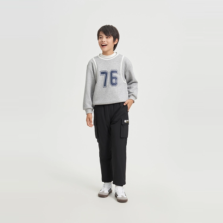 波司登长裤 舒适亲肤简约纯色百搭 黑色 儿童款