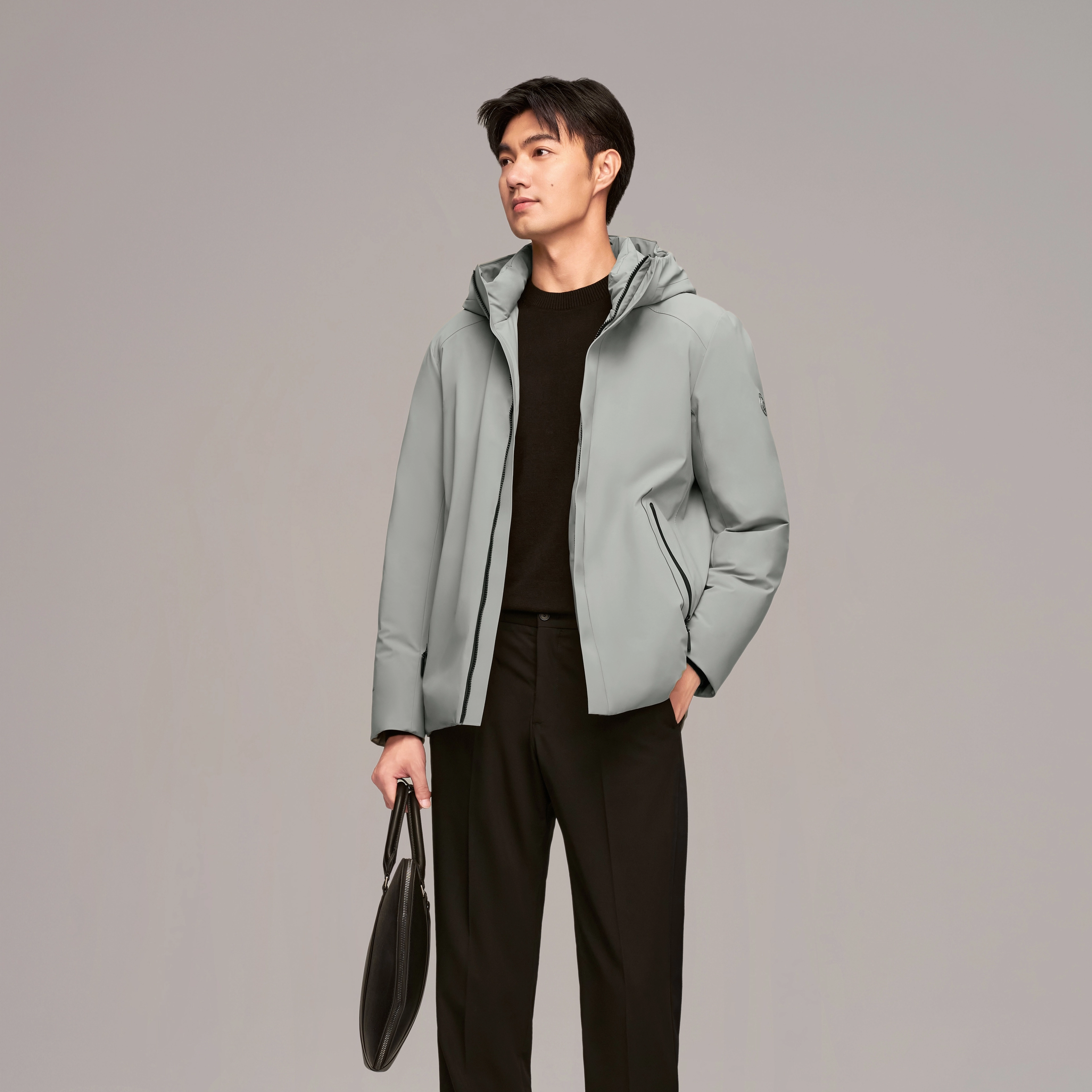 波司登 都市通勤系列 时尚提花连帽微弹羽绒服 男款