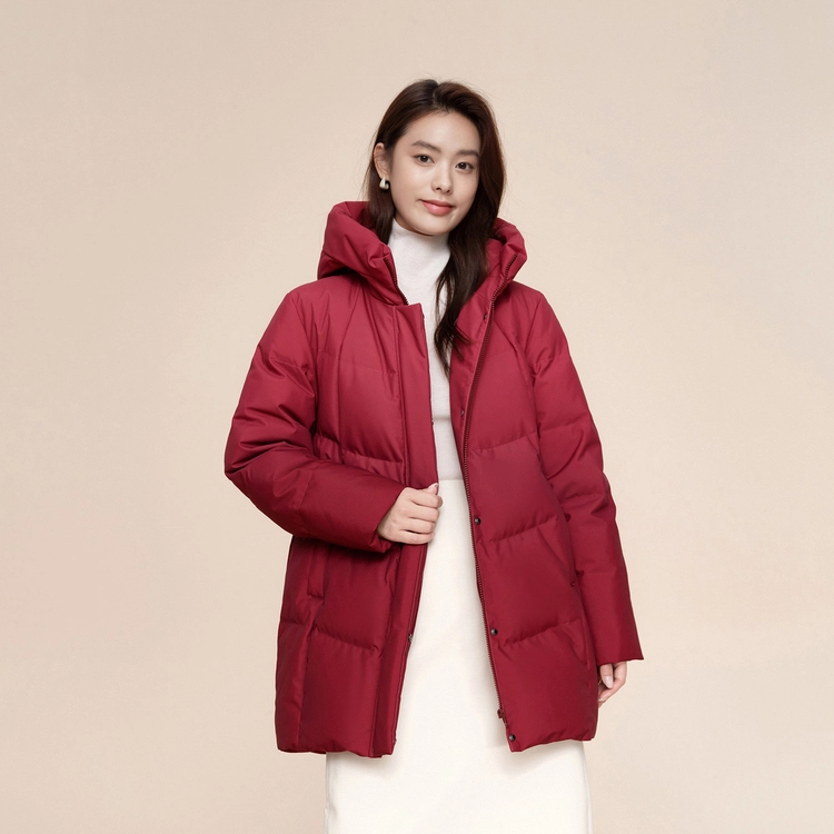 波司登 中长经典休闲连帽厚款羽绒服 女款