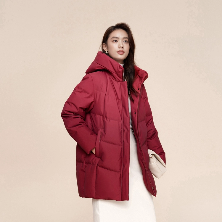 波司登 中长经典休闲连帽厚款羽绒服 女款