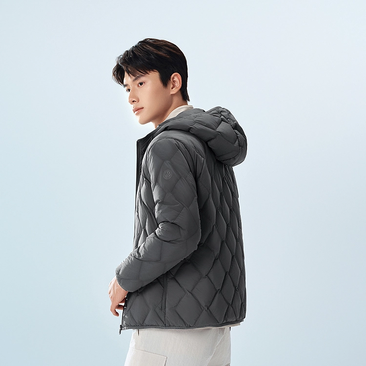 波司登 轻暖鹅绒系列 时尚绗缝亲肤舒适保暖连帽内搭羽绒服 男款